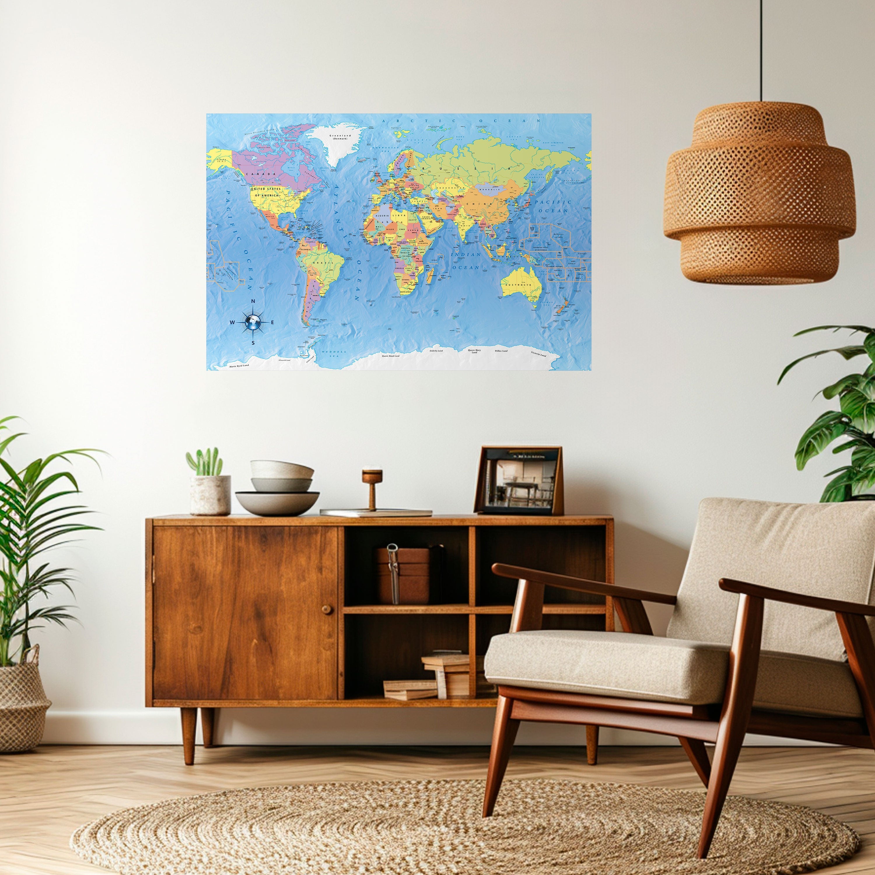 MAPPING OUR PLANET [EN] Horizontales Poster zum Abziehen und Aufkleben