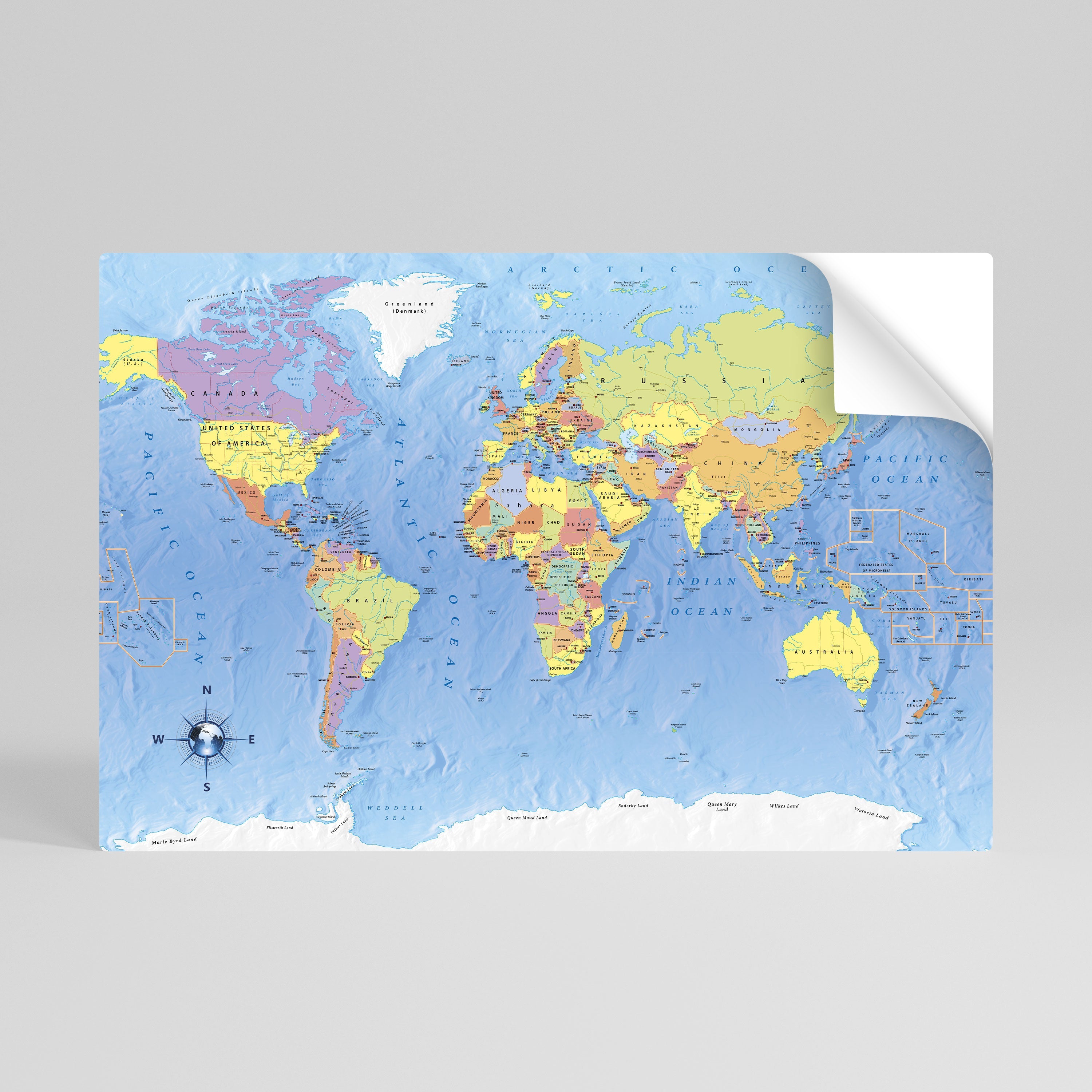 MAPPING OUR PLANET [EN] Horizontales Poster zum Abziehen und Aufkleben