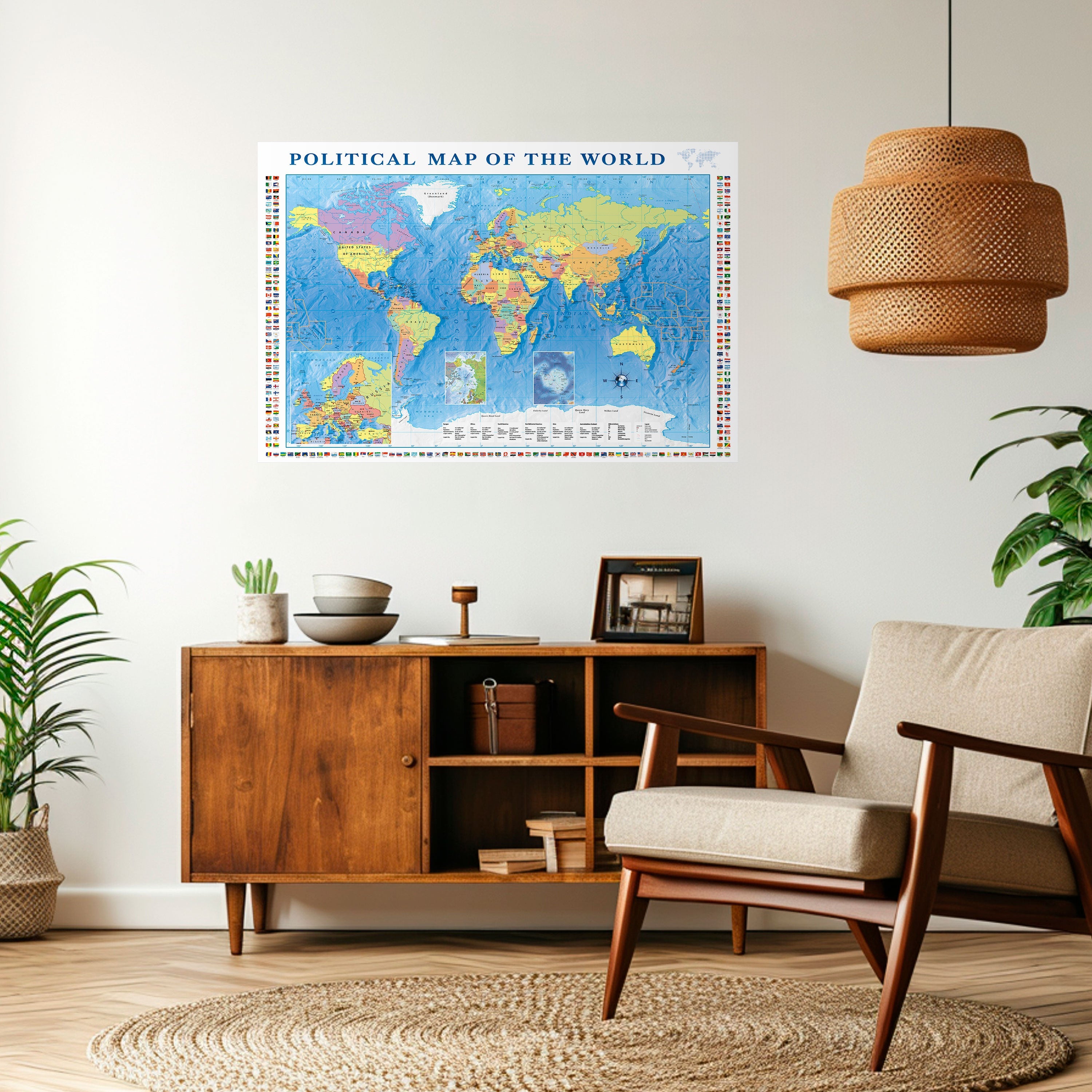 BORDERS AND BEYOND Horizontales Poster zum Abziehen und Aufkleben