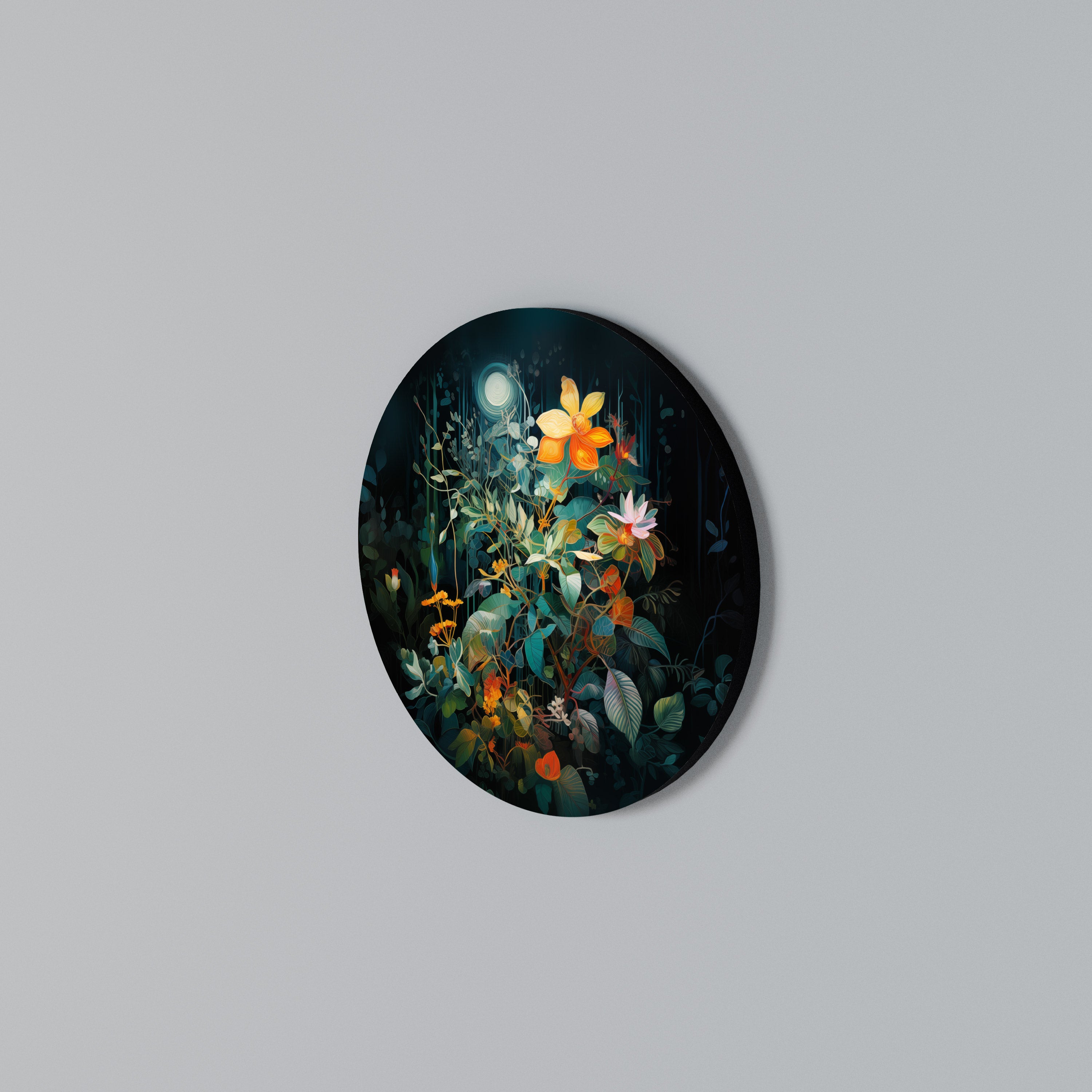 NOCTURNAL FLOWERS Round Wall Art