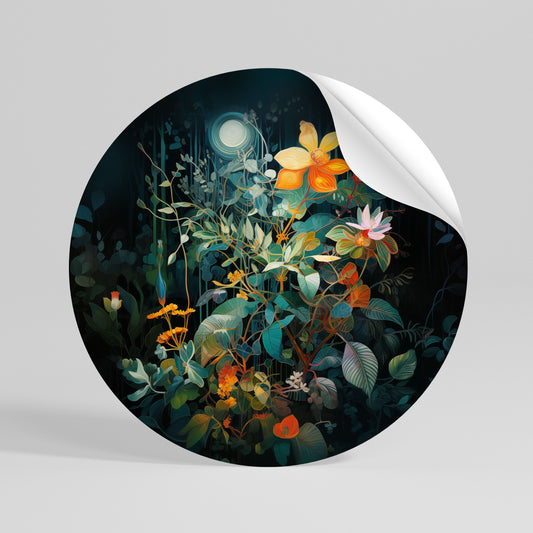 NOCTURNAL FLOWERS Runder Wandsticker zum Abziehen und Aufkleben