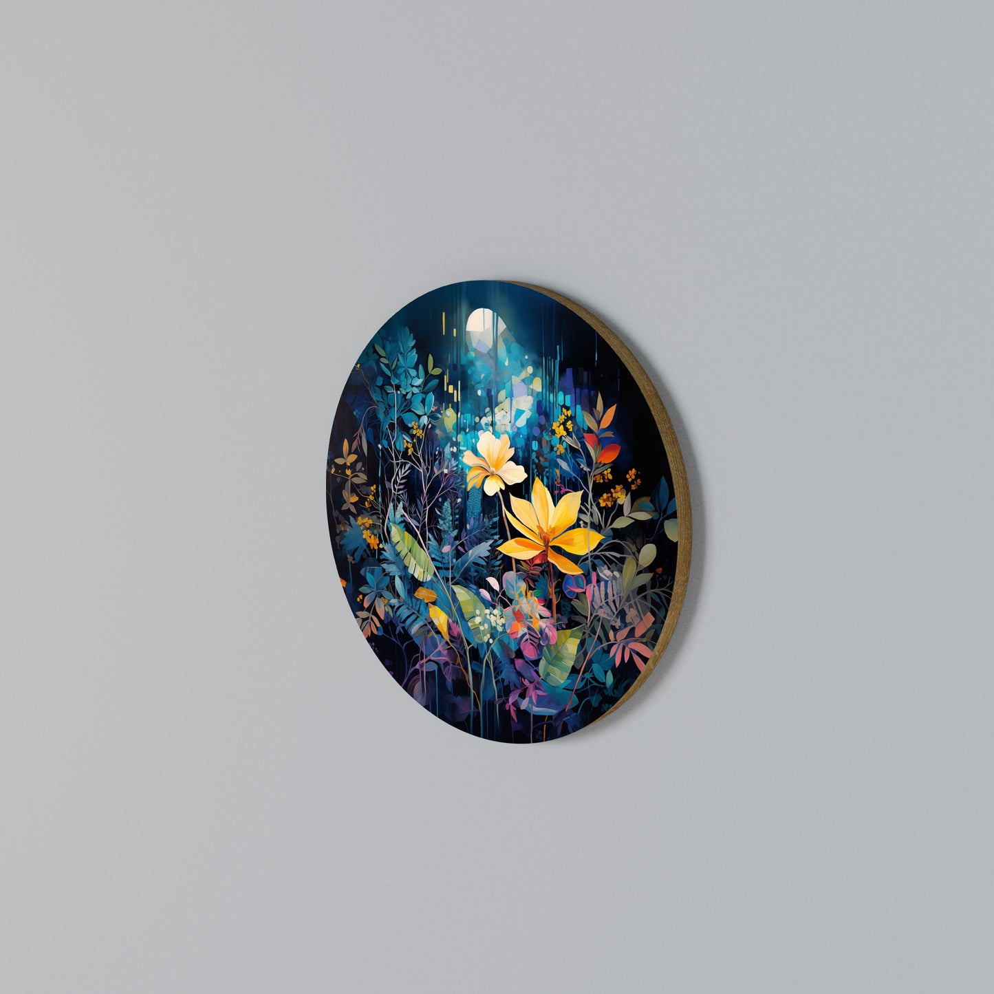 LUNAR FLOWERS Rundes Wandbild