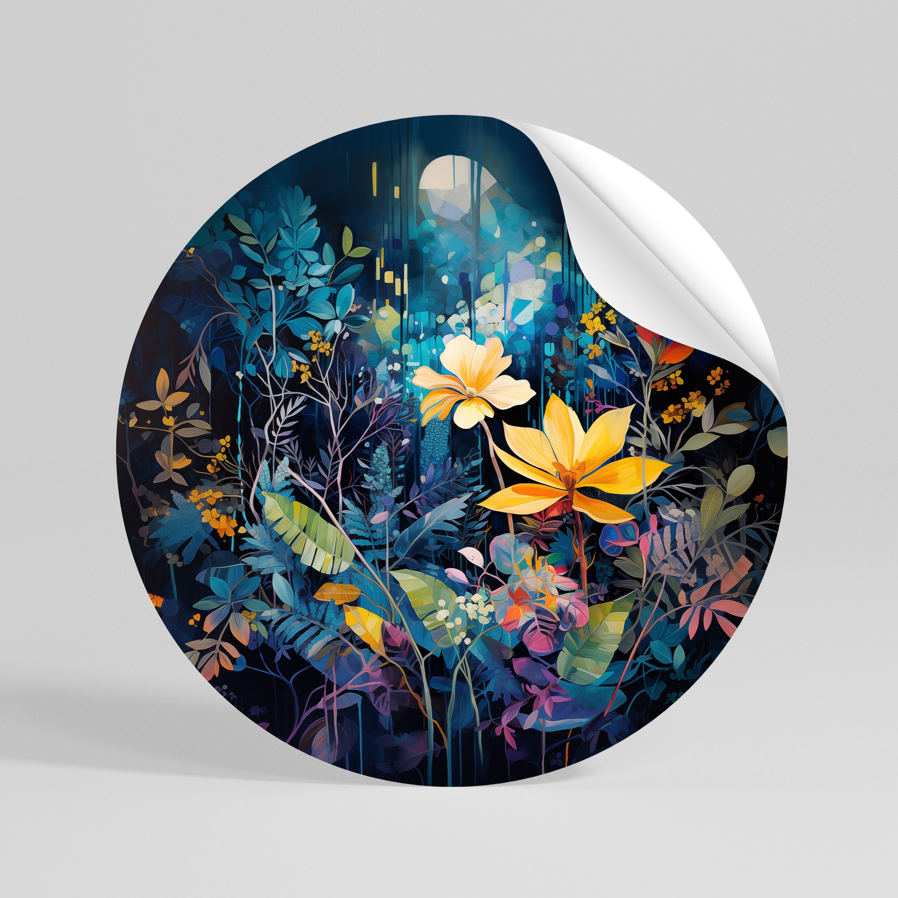 LUNAR FLOWERS Runder Wandsticker zum Abziehen und Aufkleben