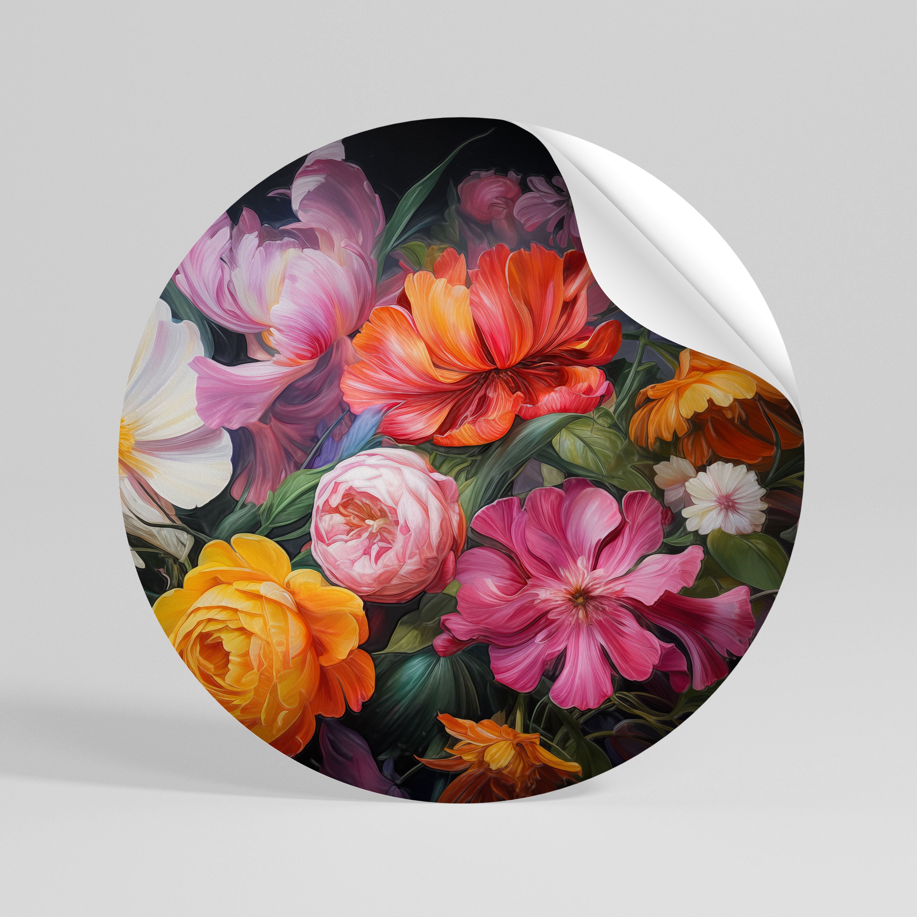 EPHEMERAL BOUQUET Runder Wandsticker zum Abziehen und Aufkleben
