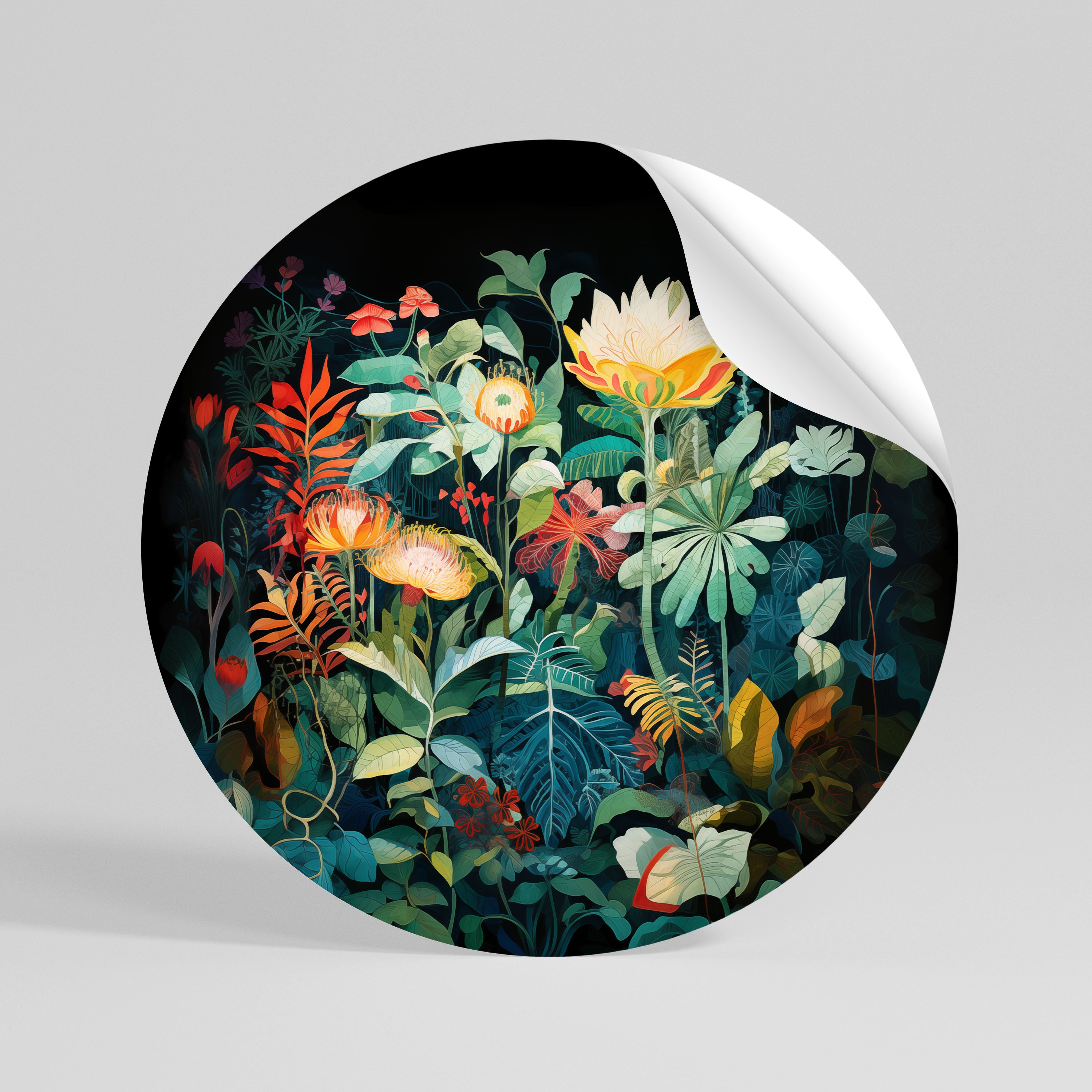 EVENING FLOWERS Runder Wandsticker zum Abziehen und Aufkleben