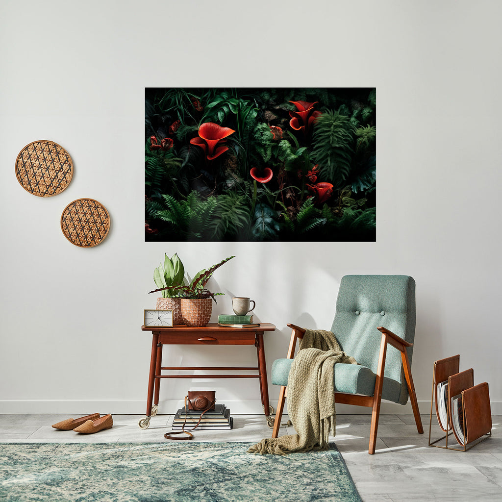 CRIMSON FERNS Peel and Stick Horizontal Poster