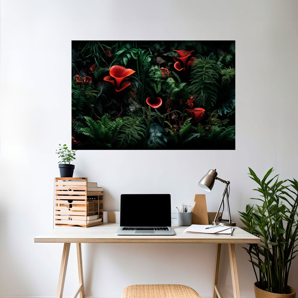CRIMSON FERNS Peel and Stick Horizontal Poster