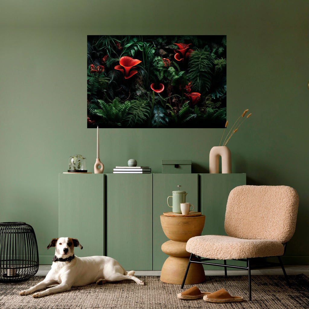 CRIMSON FERNS Peel and Stick Horizontal Poster