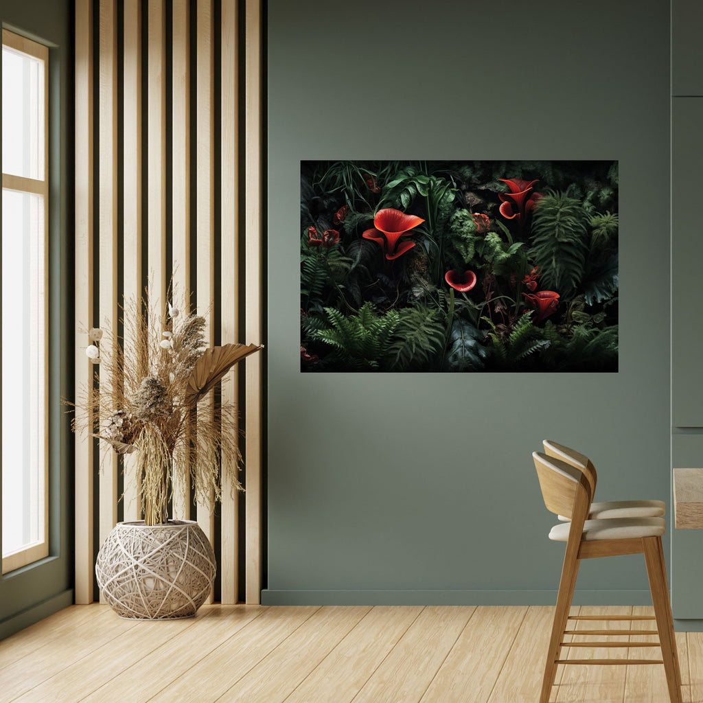 CRIMSON FERNS Peel and Stick Horizontal Poster