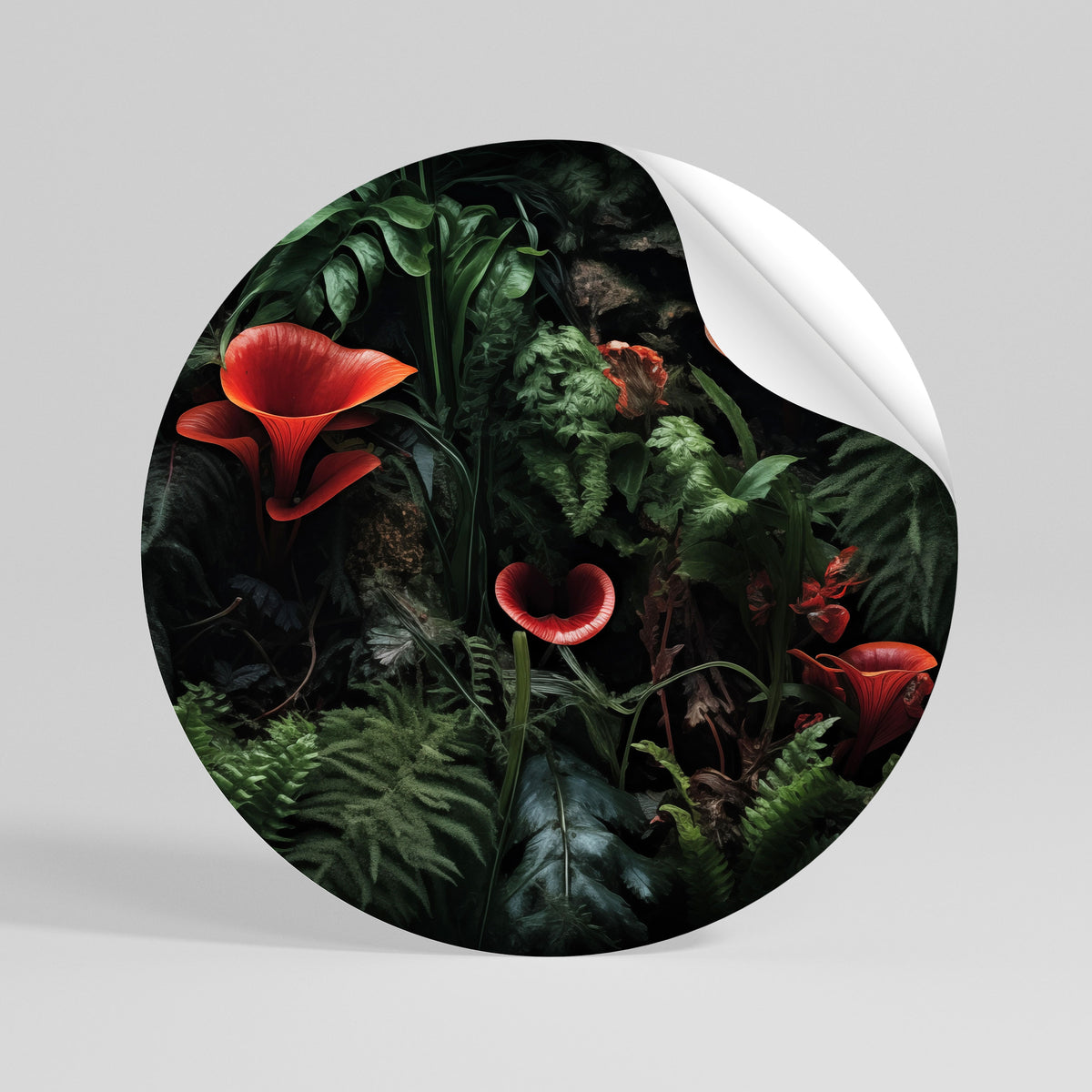 CRIMSON FERNS Runder Wandsticker zum Abziehen und Aufkleben