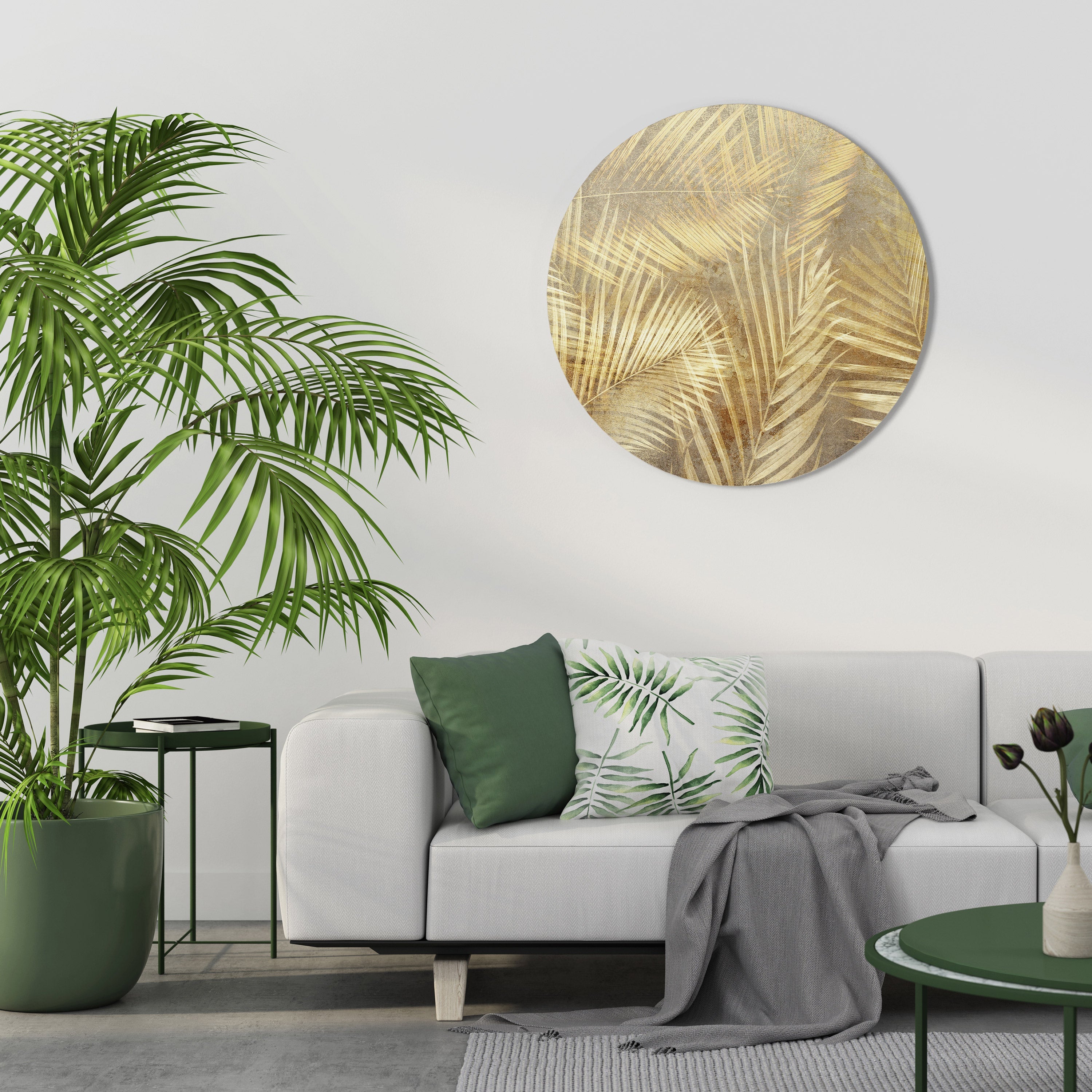 GOLDEN PALM DREAMSCAPE Runde Wanddekoration Ø 69 cm