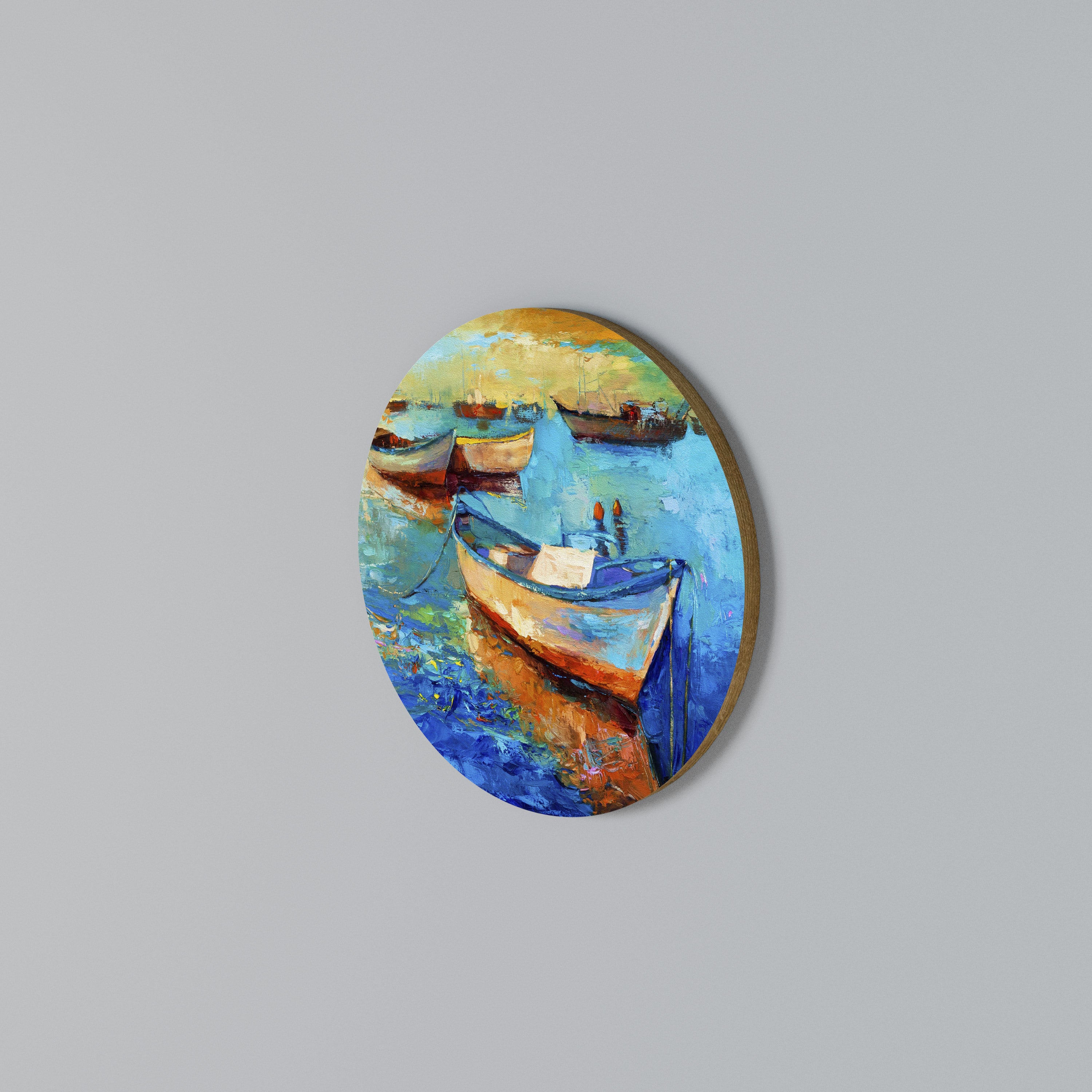 SERENE BOAT ESCAPADE Round Wall Art