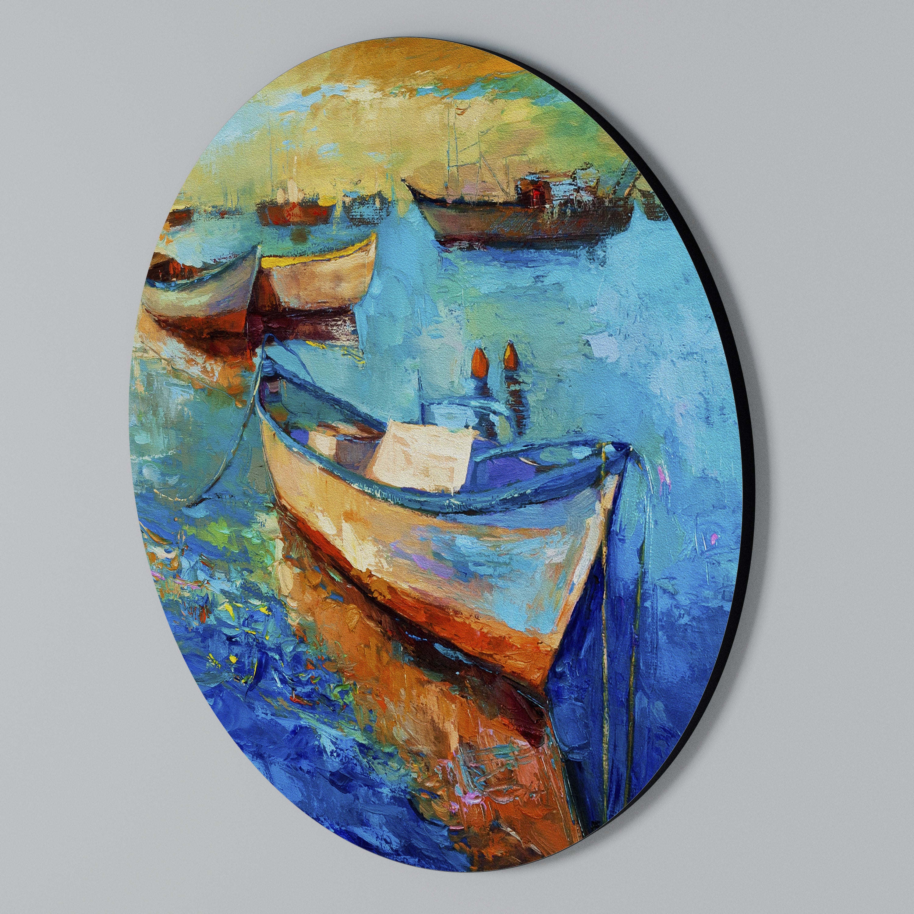 SERENE BOAT ESCAPADE Round Wall Art