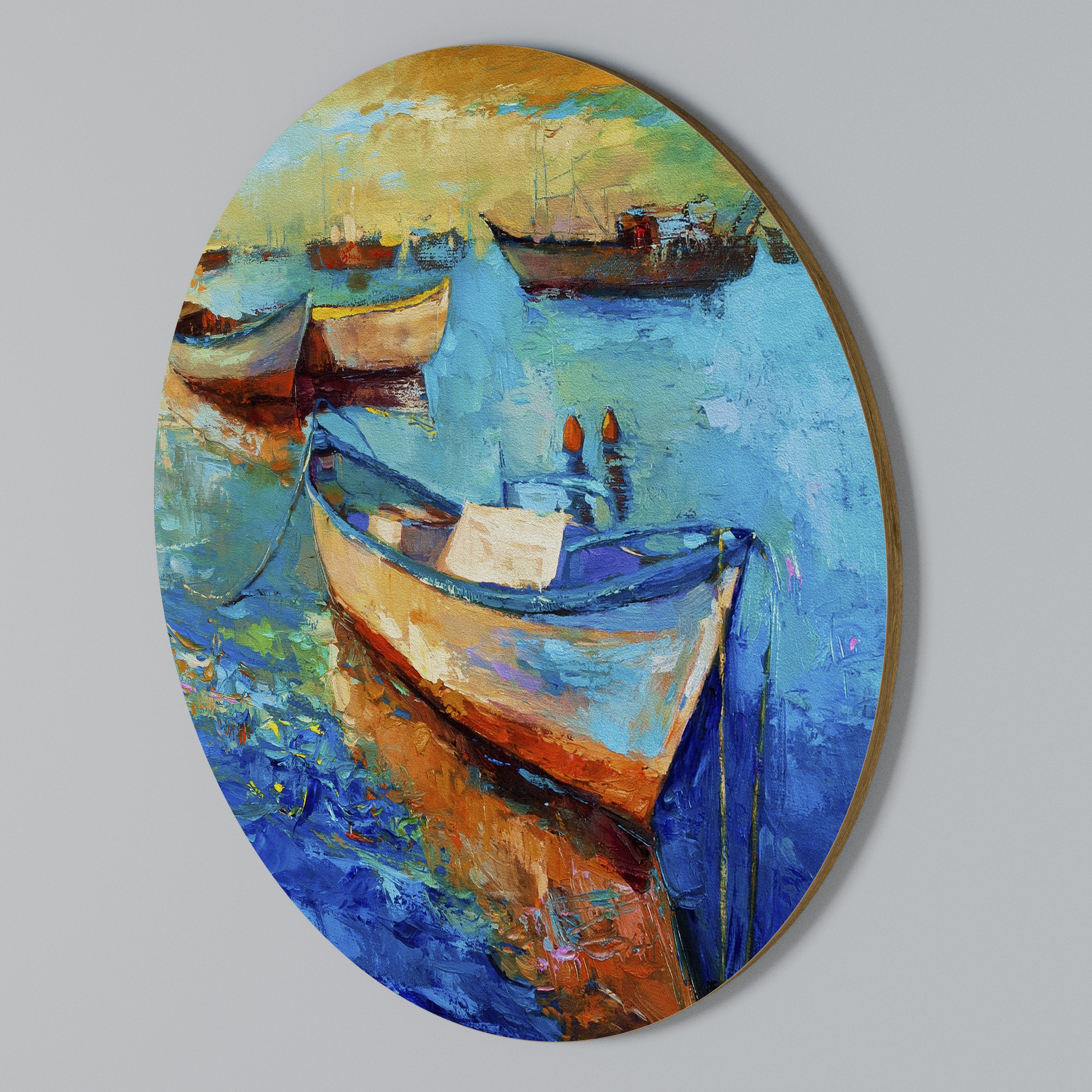 SERENE BOAT ESCAPADE Round Wall Art