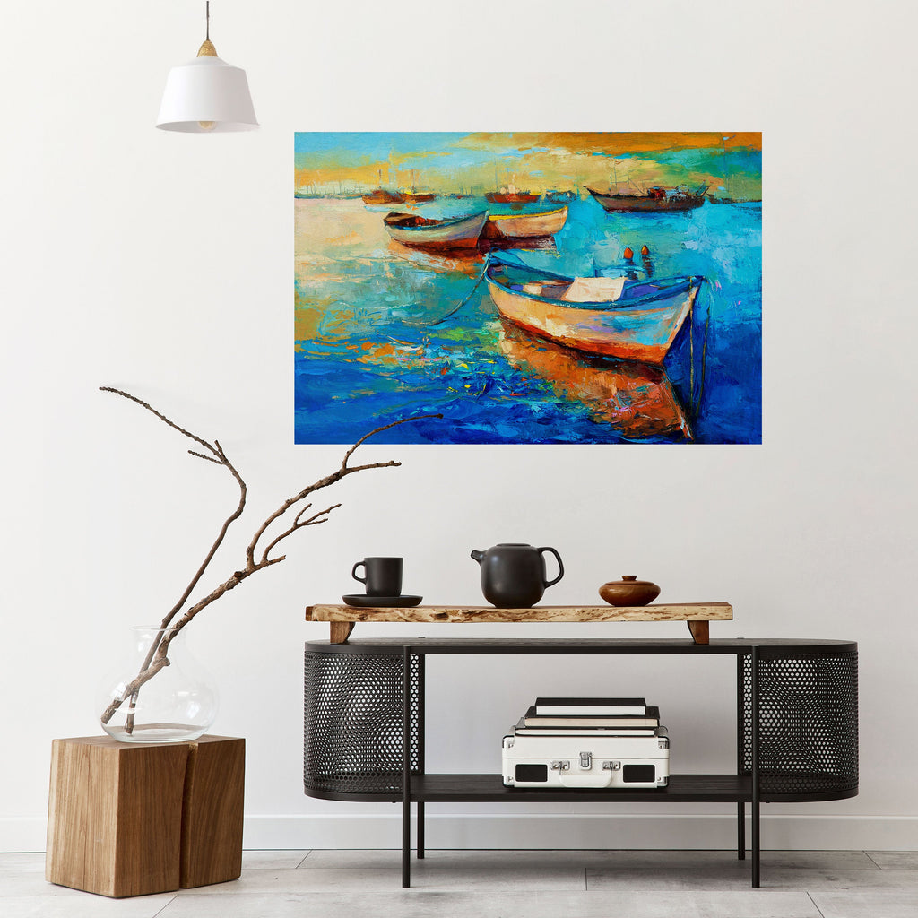 SERENE BOAT ESCAPADE Peel and Stick Horizontal Poster