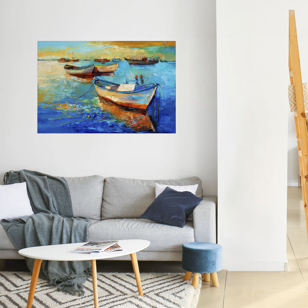 SERENE BOAT ESCAPADE Peel and Stick Horizontal Poster
