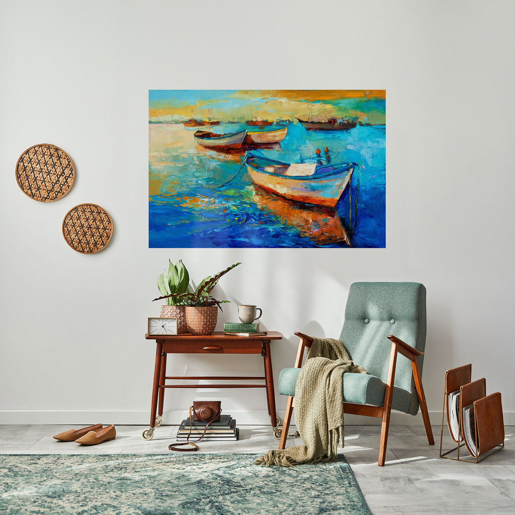 SERENE BOAT ESCAPADE Peel and Stick Horizontal Poster