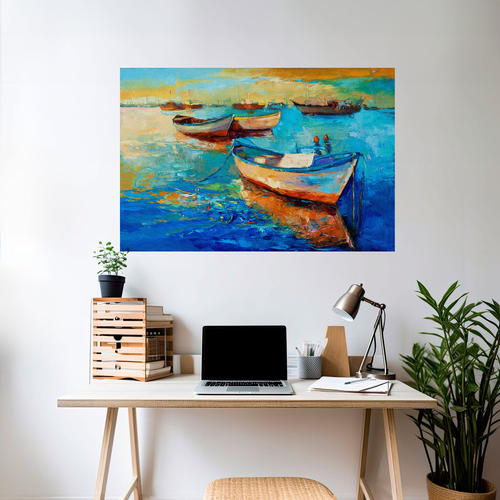 SERENE BOAT ESCAPADE Peel and Stick Horizontal Poster