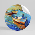 SERENE BOAT ESCAPADE Peel and Stick Round Sticker