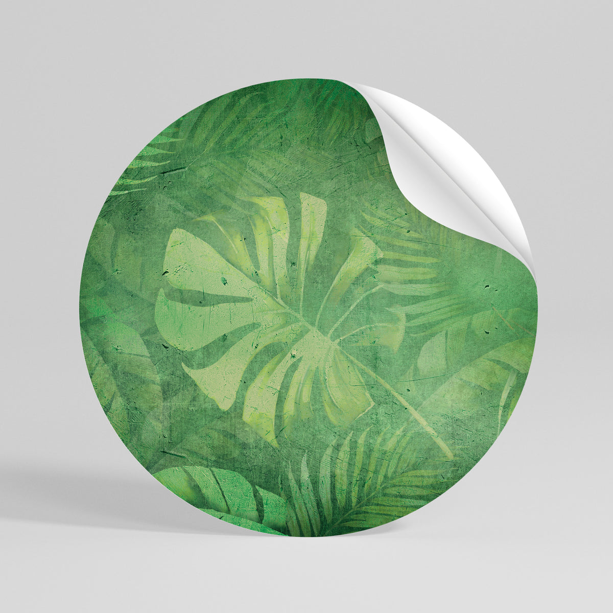 SUBTLE GREEN SYMPHONY Runder Wandsticker zum Abziehen und Aufkleben