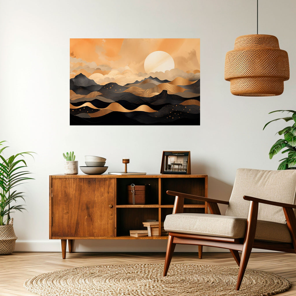 MYSTICAL SUNSET HORIZON Peel and Stick Horizontal Poster