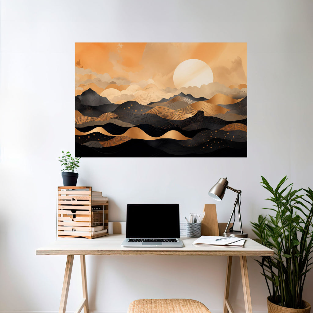 MYSTICAL SUNSET HORIZON Peel and Stick Horizontal Poster