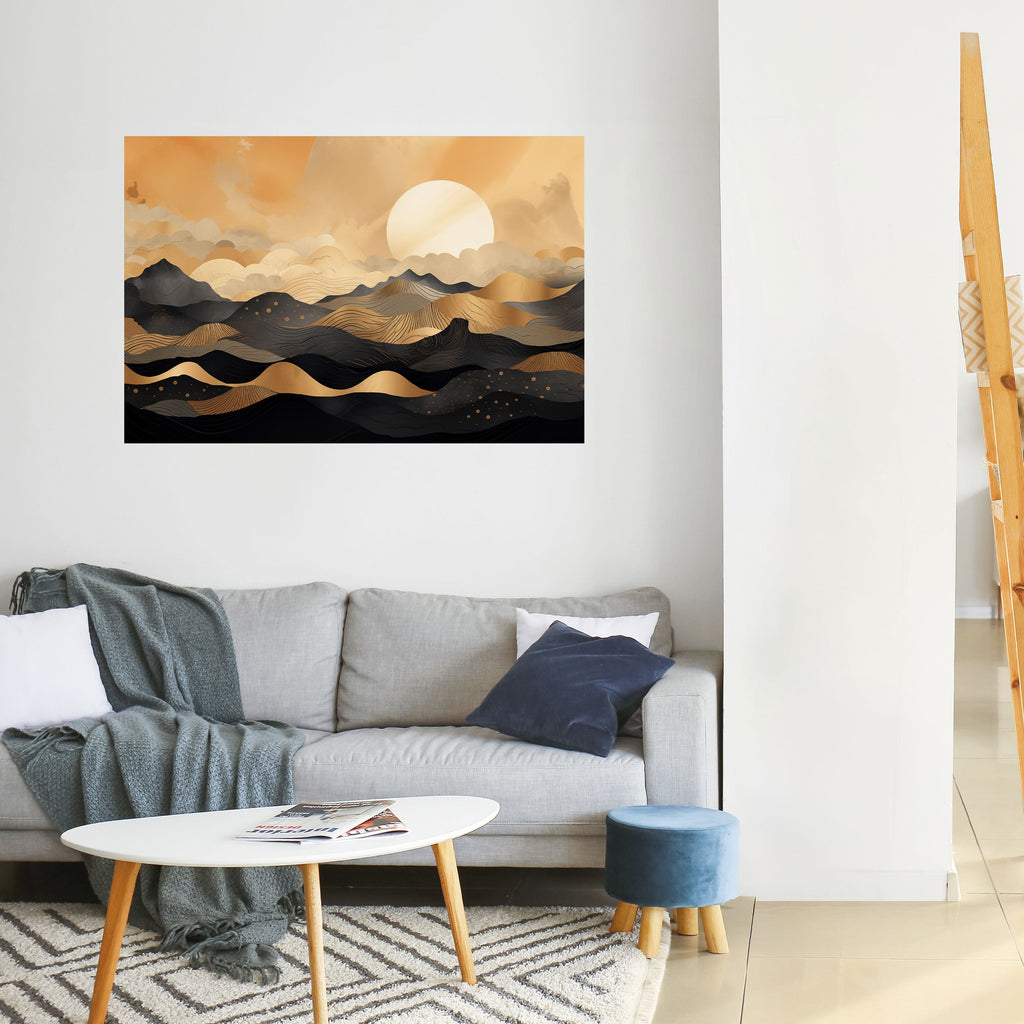 MYSTICAL SUNSET HORIZON Peel and Stick Horizontal Poster