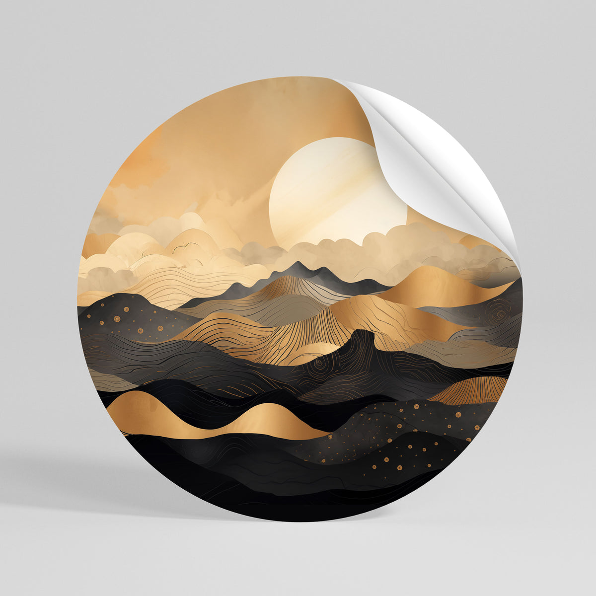 MYSTICAL SUNSET HORIZON Runder Wandsticker zum Abziehen und Aufkleben