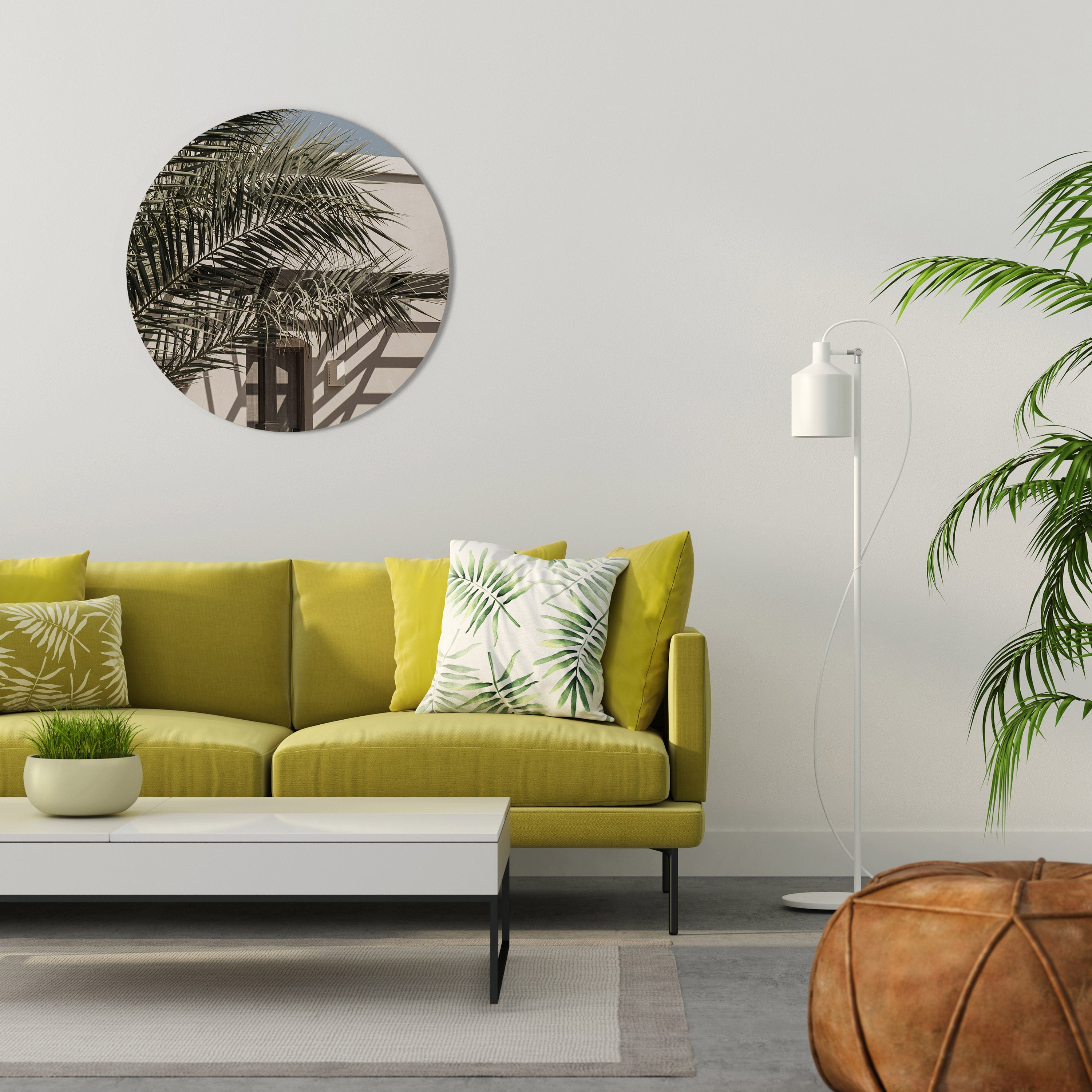 PALM SHADOW DANCE Runde Wanddekoration Ø 69 cm