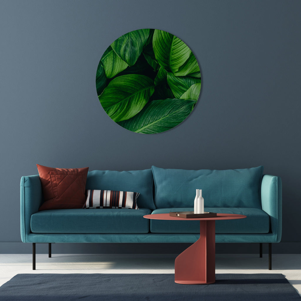 VIBRANT LEAFY EMBRACE Runde Wanddekoration Ø 69 cm