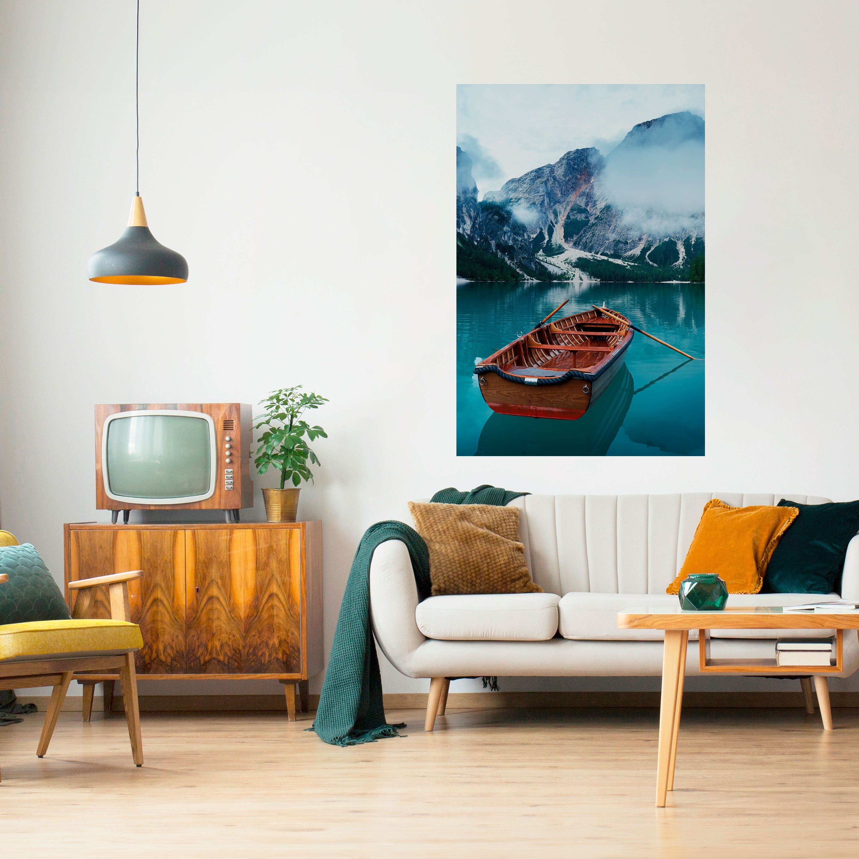 FOGGY MOUNTAIN OASIS Vertikales Poster zum Abziehen und Aufkleben