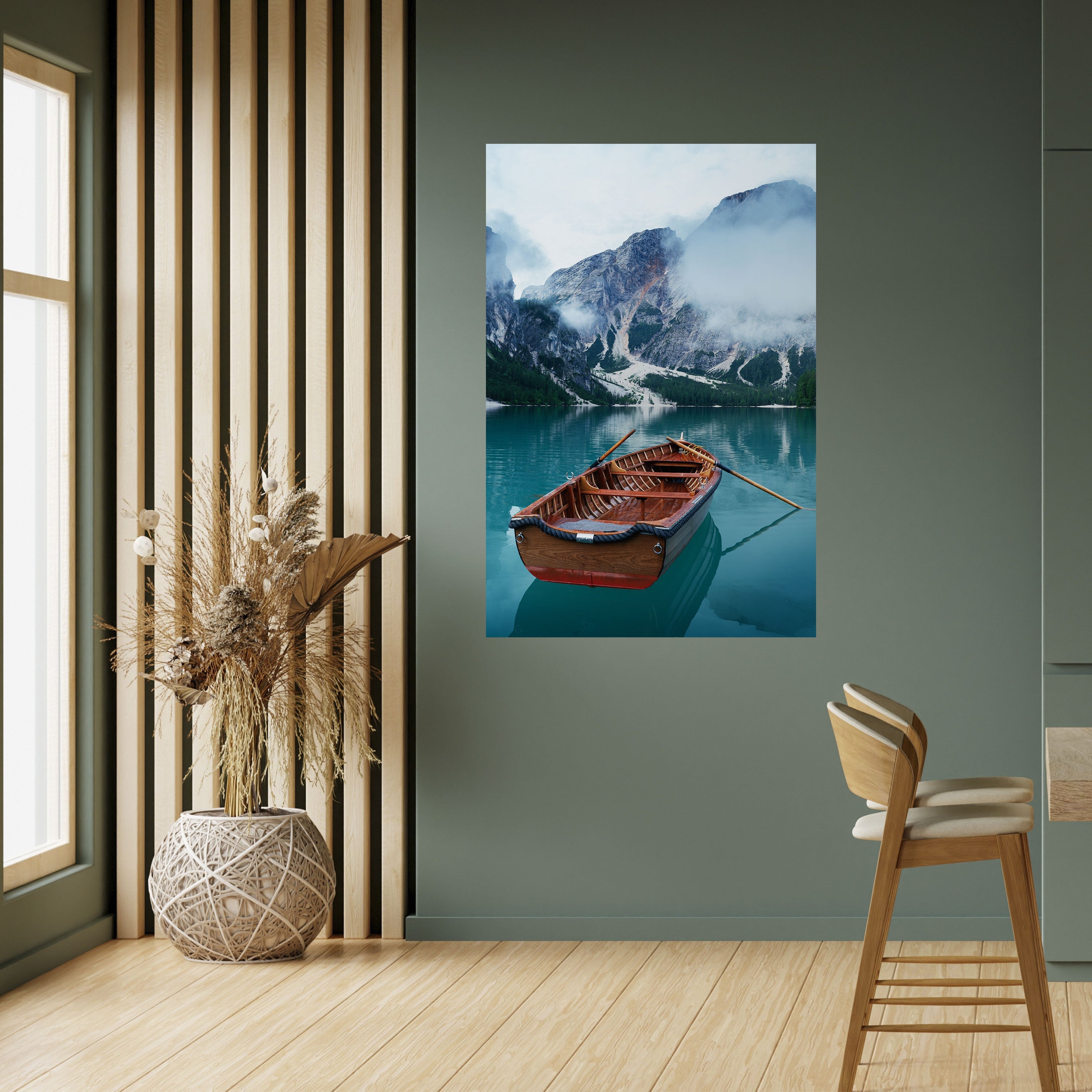 FOGGY MOUNTAIN OASIS Vertikales Poster zum Abziehen und Aufkleben