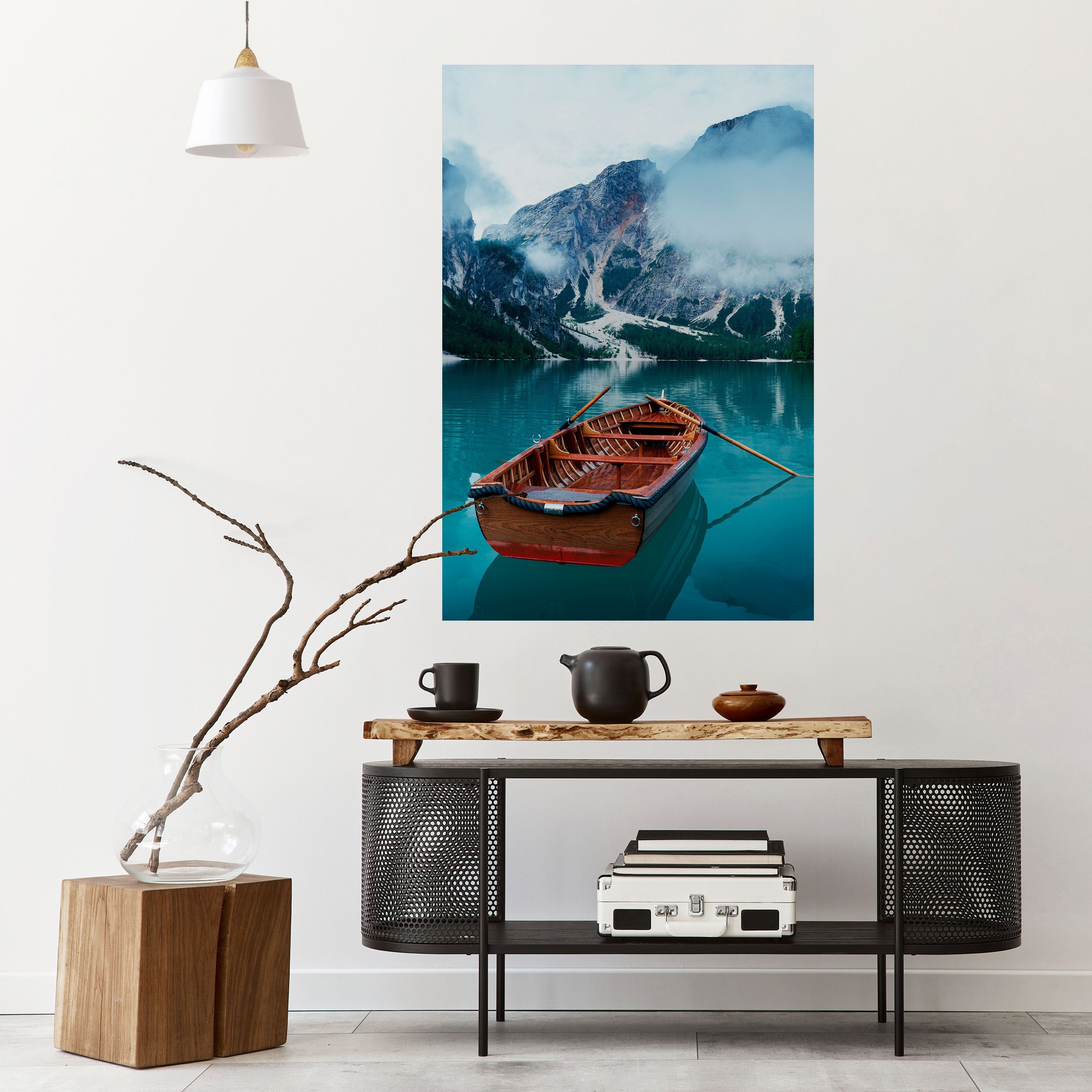 FOGGY MOUNTAIN OASIS Vertikales Poster zum Abziehen und Aufkleben