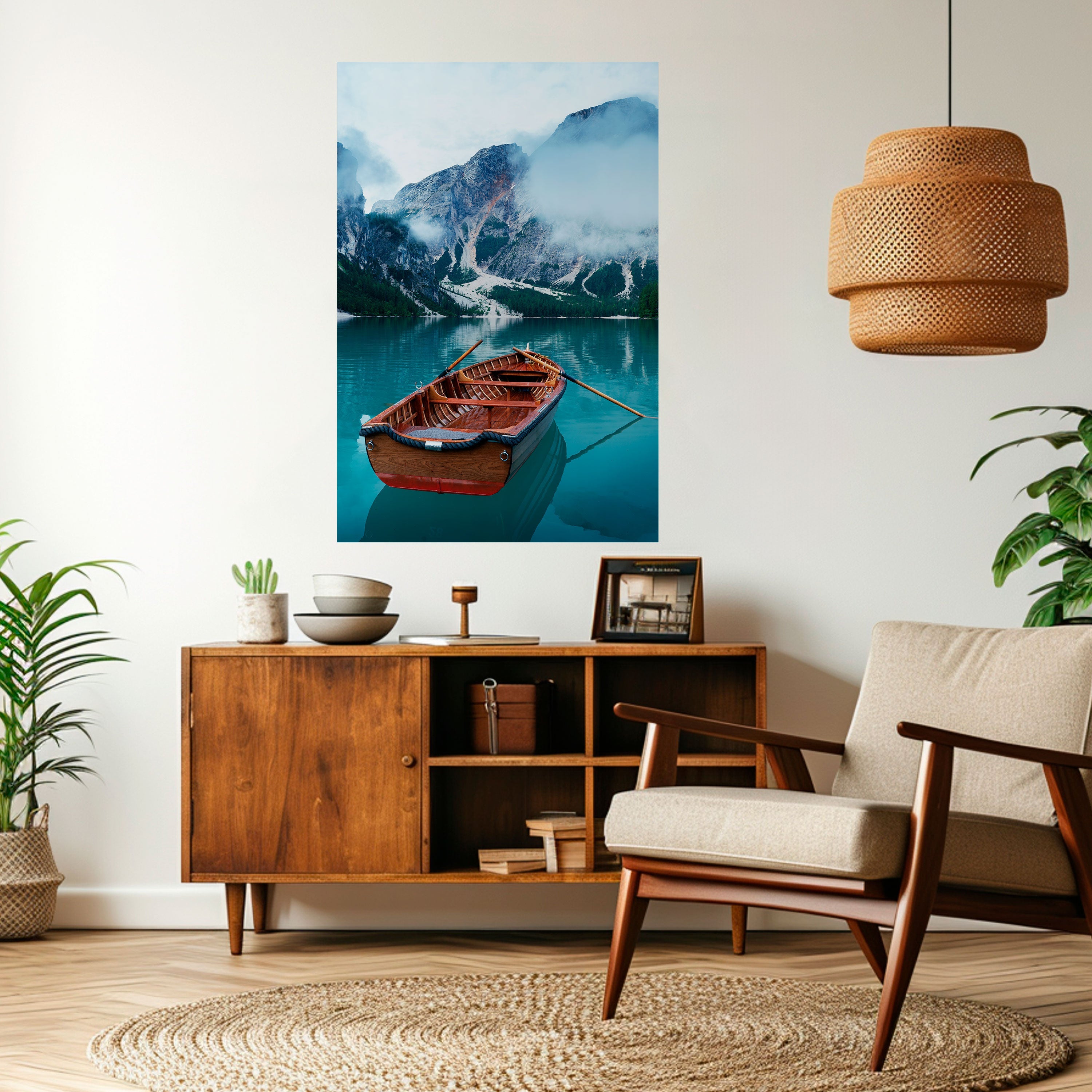 FOGGY MOUNTAIN OASIS Vertikales Poster zum Abziehen und Aufkleben