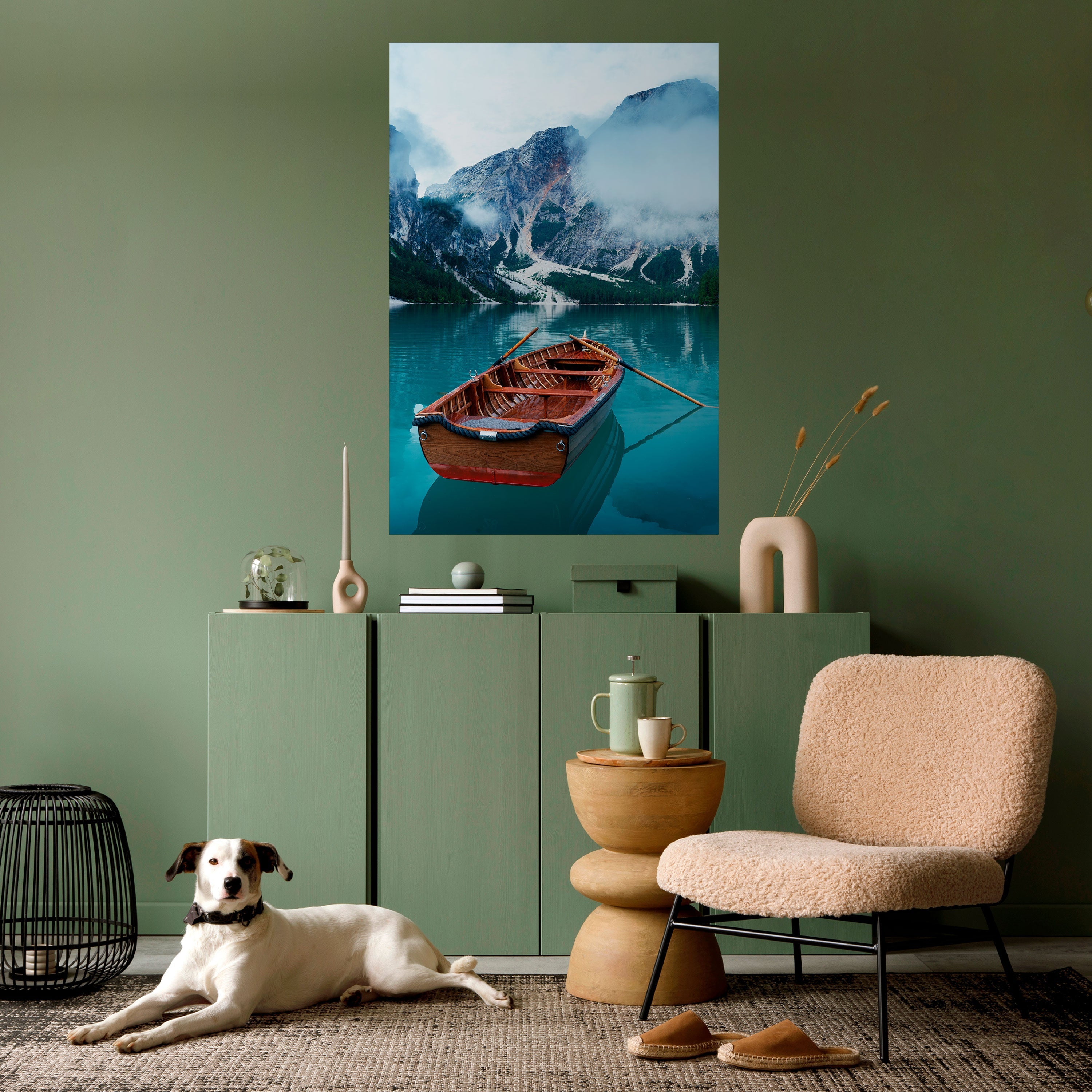 FOGGY MOUNTAIN OASIS Vertikales Poster zum Abziehen und Aufkleben