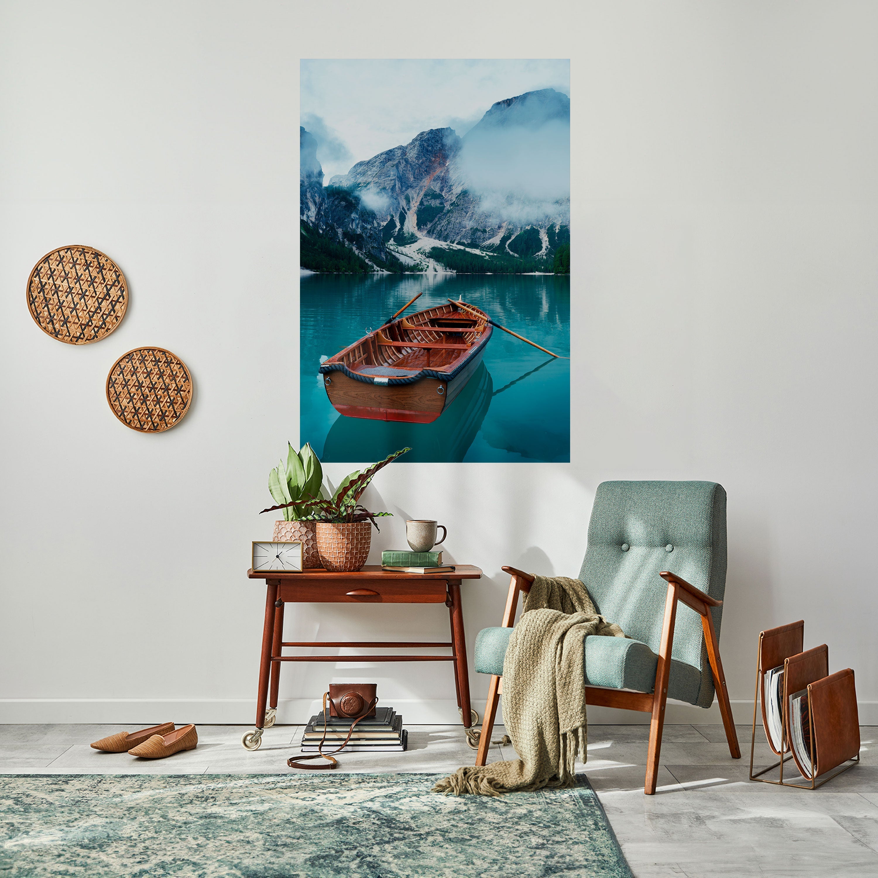 FOGGY MOUNTAIN OASIS Vertikales Poster zum Abziehen und Aufkleben