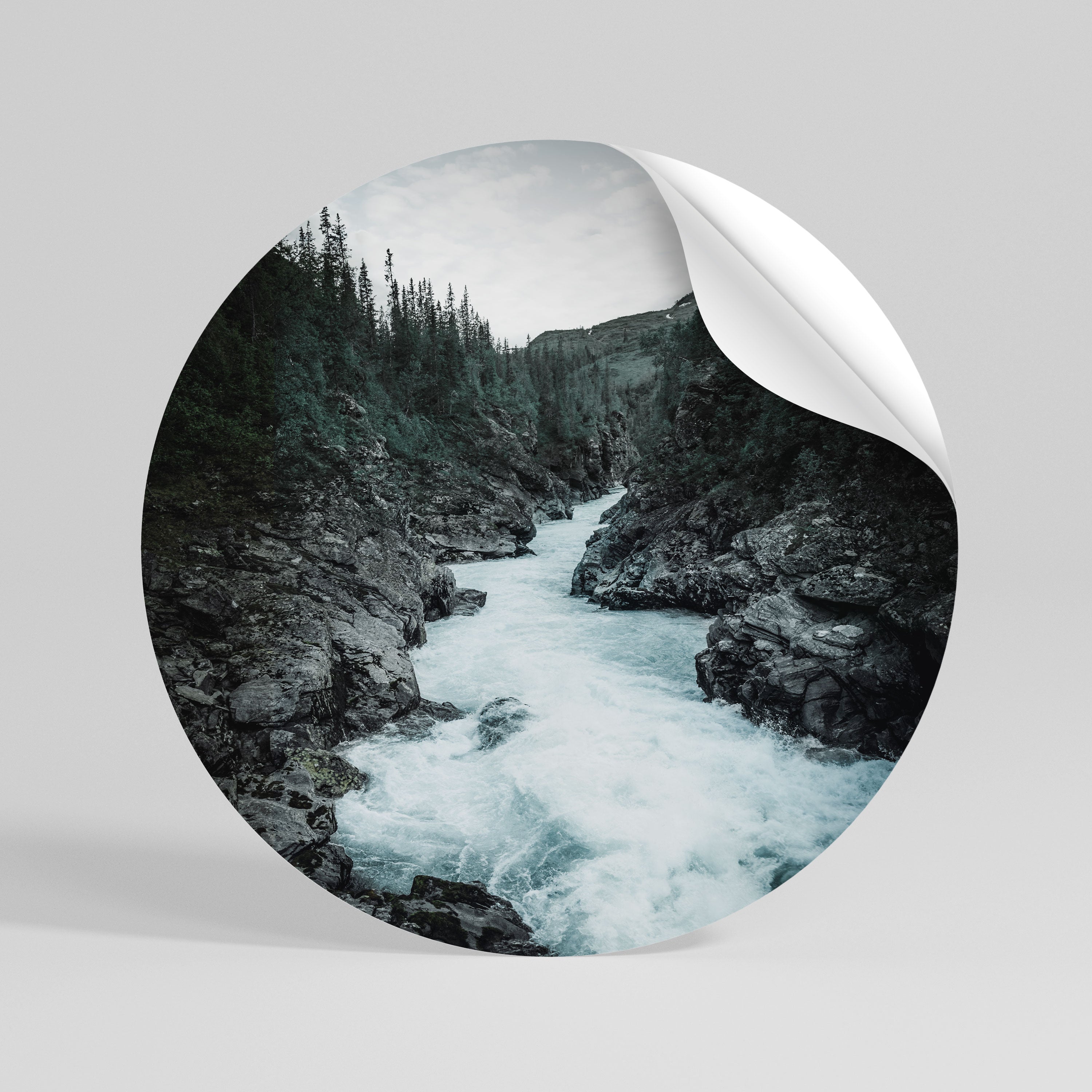 RUSHING REFLECTIONS Runder Wandsticker zum Abziehen und Aufkleben