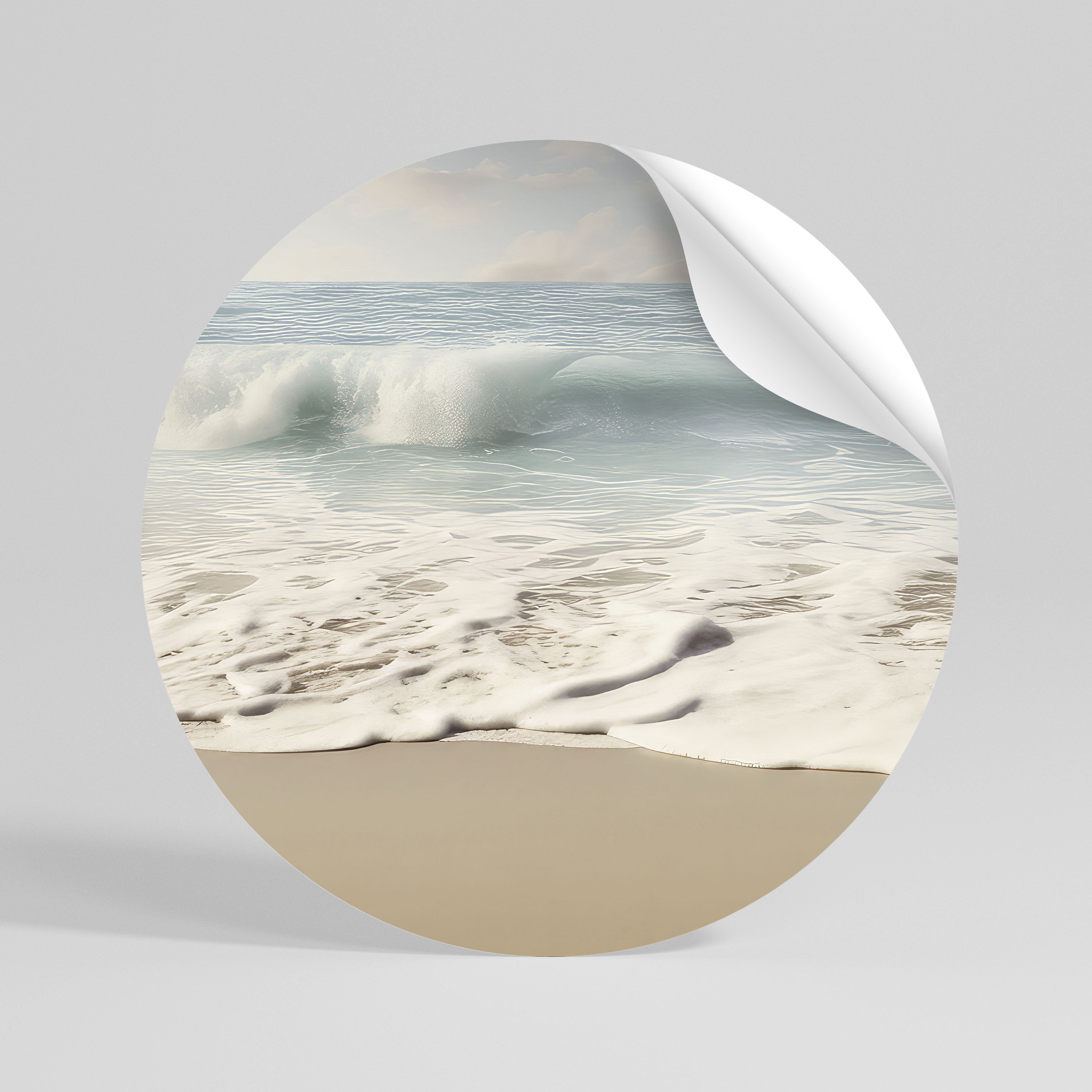 OCEAN WHISPER Peel and Stick Round Sticker