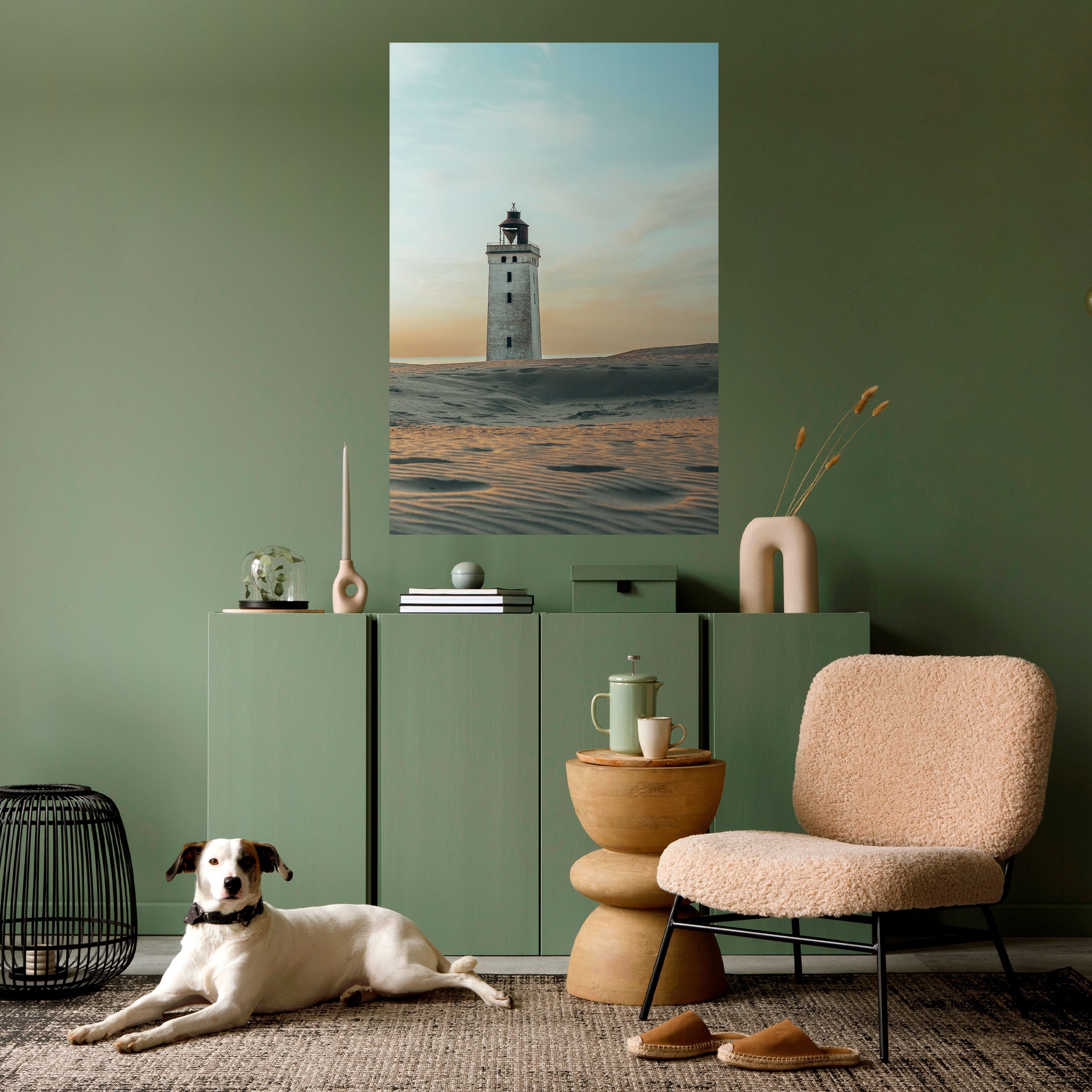Leuchtturm in Limbo – Vertikales Poster zum Abziehen und Aufkleben