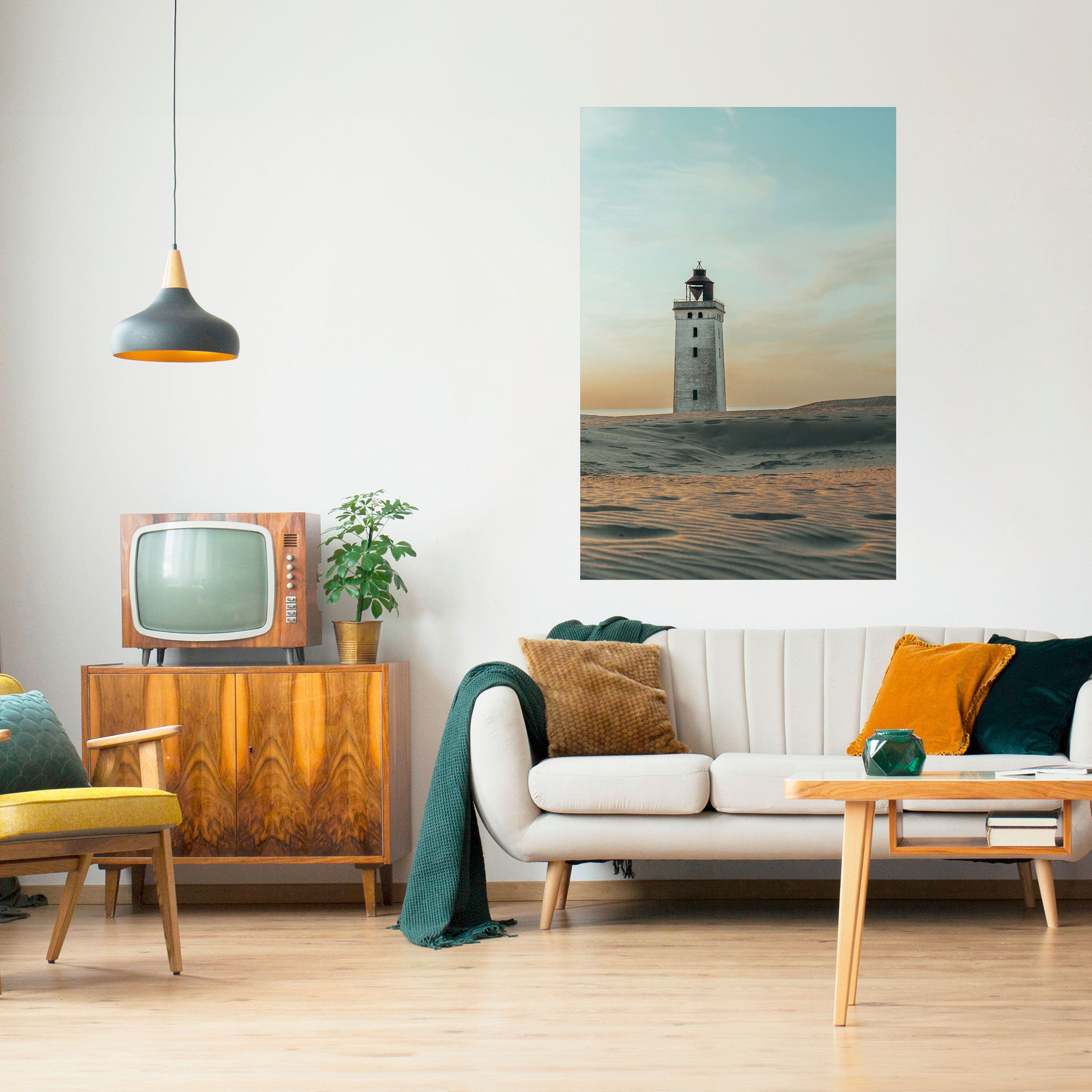 Leuchtturm in Limbo – Vertikales Poster zum Abziehen und Aufkleben