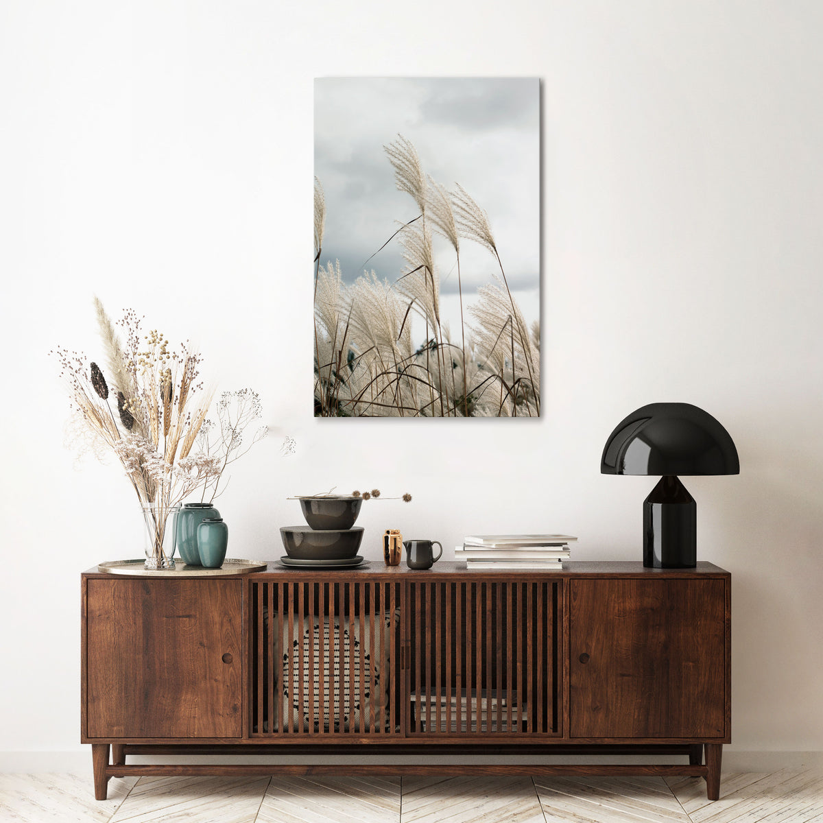 CLOUDS ABOVE GRASS Vertical Canvas Print