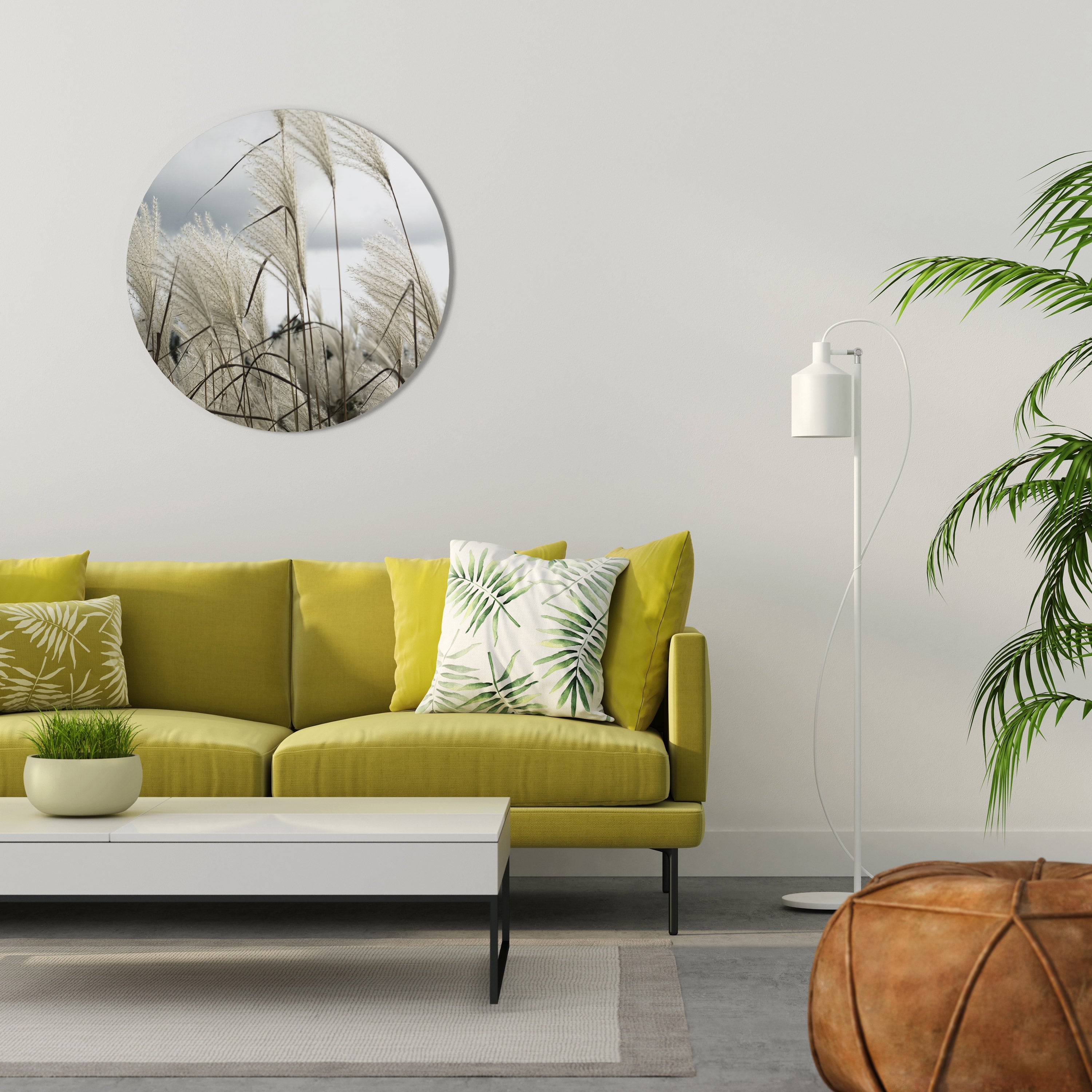 CLOUDS ABOVE GRASS Runde Wanddekoration Ø 69 cm