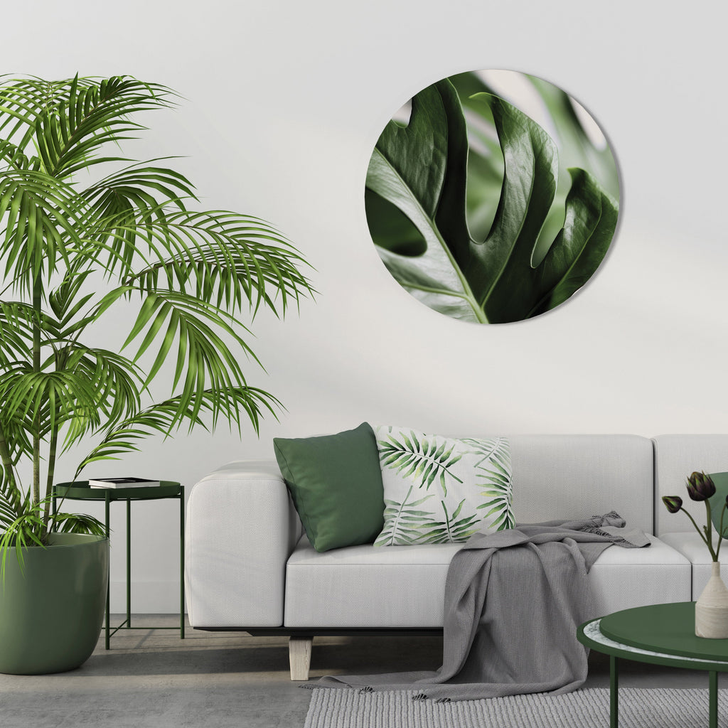 SHARP MONSTERA Runde Wanddekoration Ø 69 cm