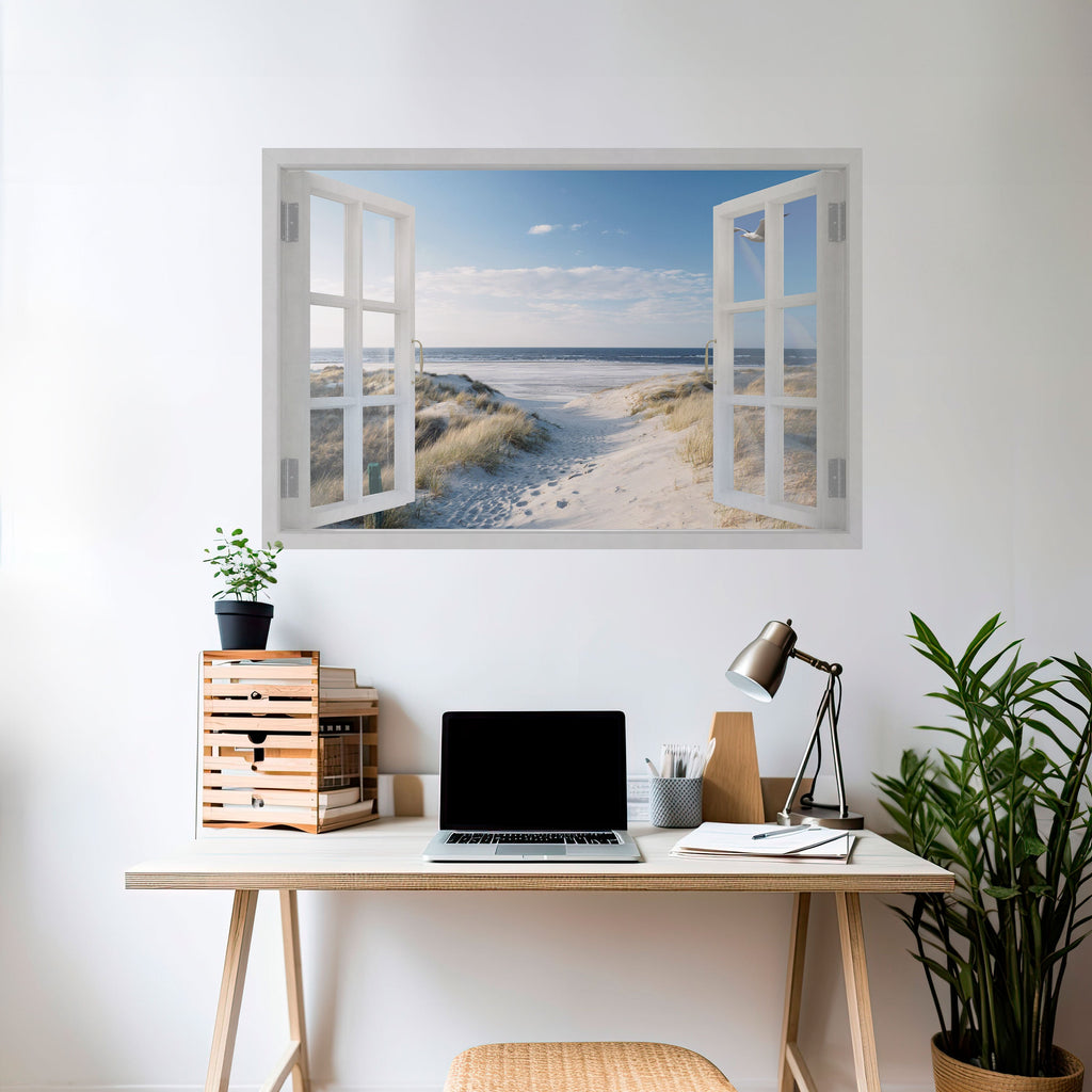 WINDOW TO WANDER Selbstklebendes Horizontal-Poster