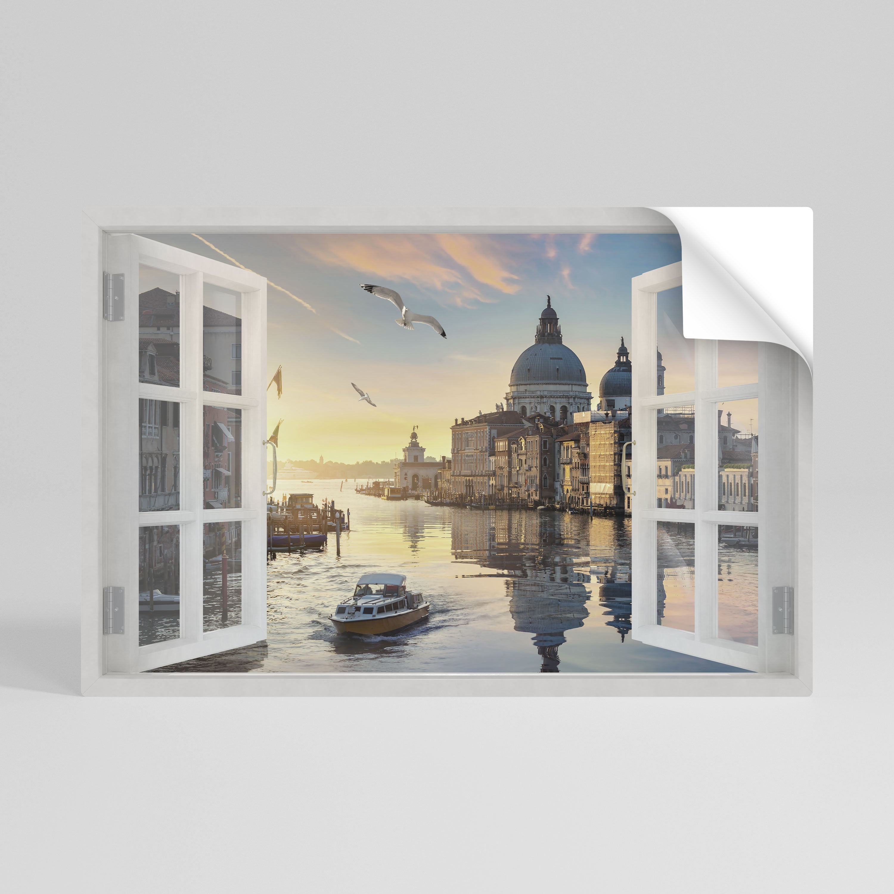 WINDOW TO VENICE Horizontales Poster zum Abziehen und Aufkleben