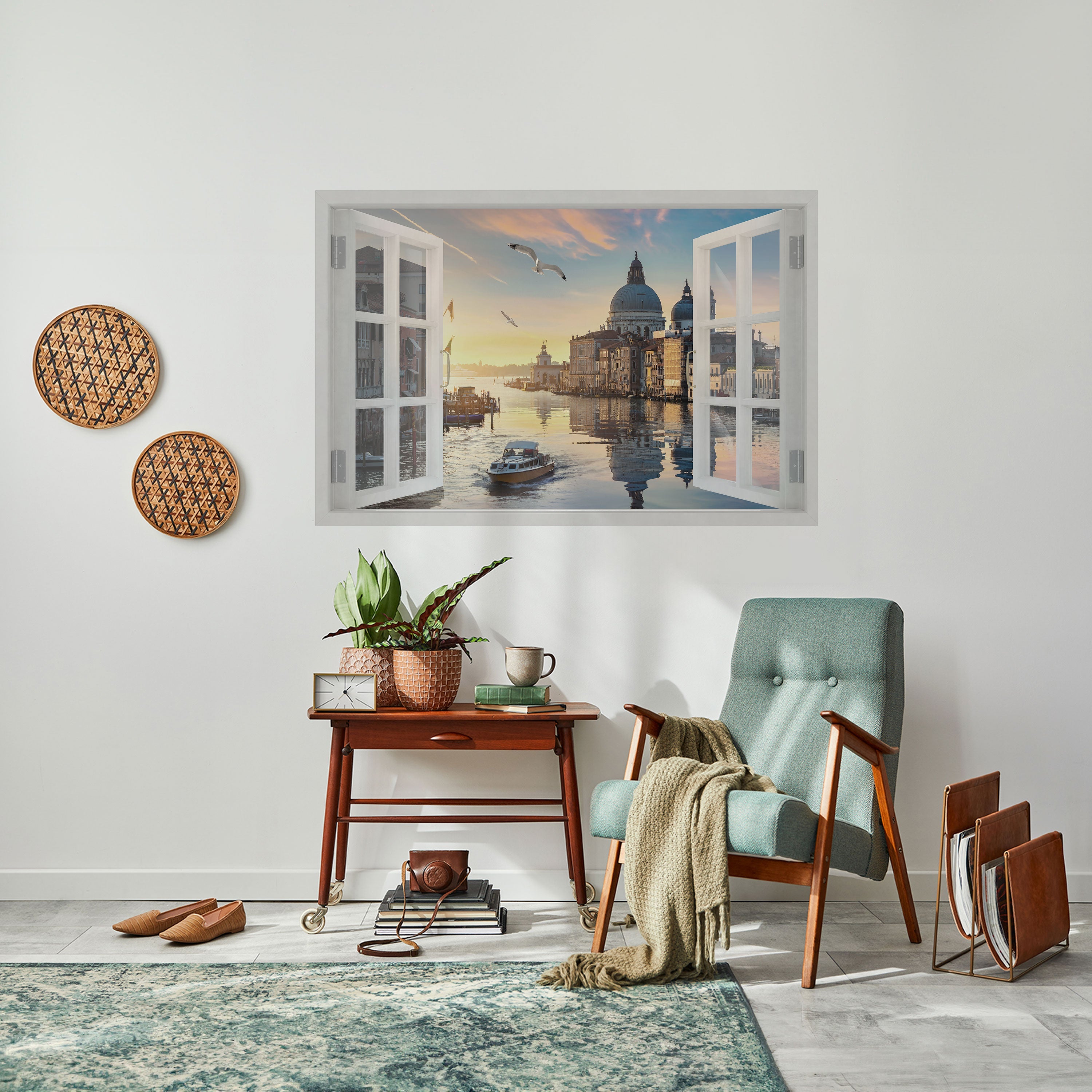 WINDOW TO VENICE Horizontales Poster zum Abziehen und Aufkleben