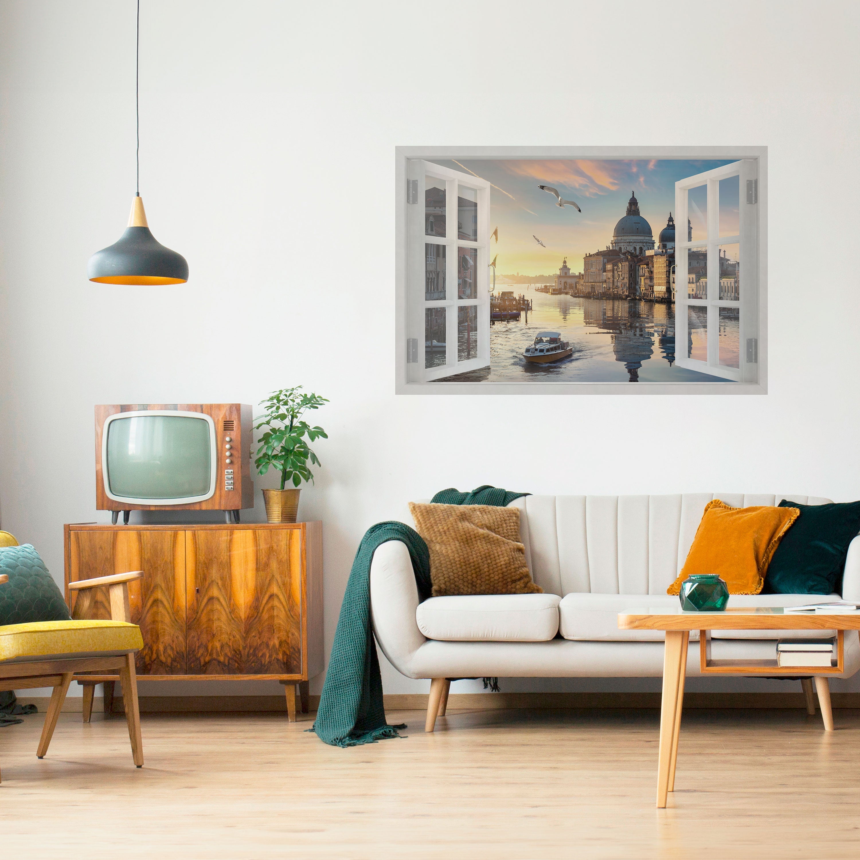 WINDOW TO VENICE Horizontales Poster zum Abziehen und Aufkleben