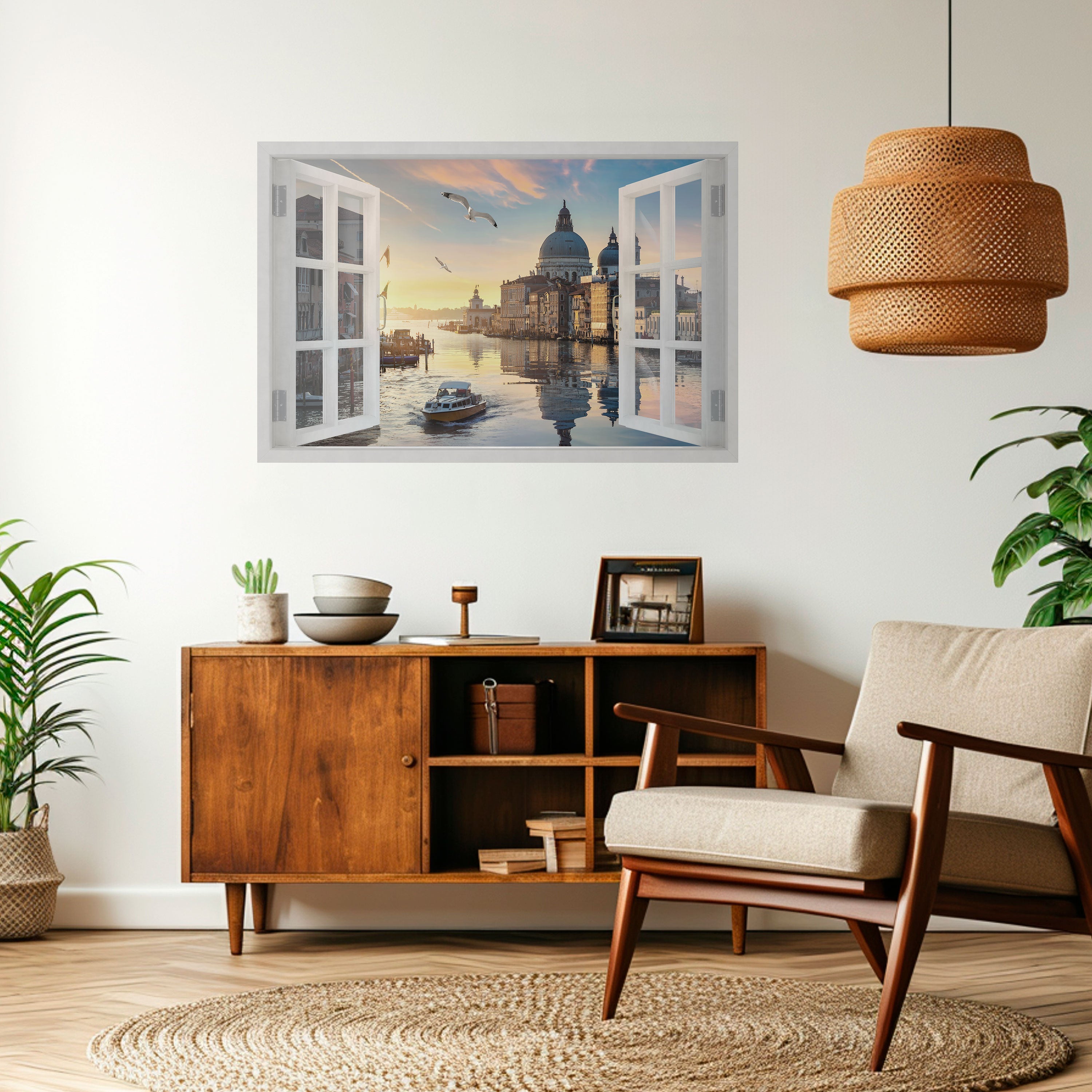 WINDOW TO VENICE Horizontales Poster zum Abziehen und Aufkleben