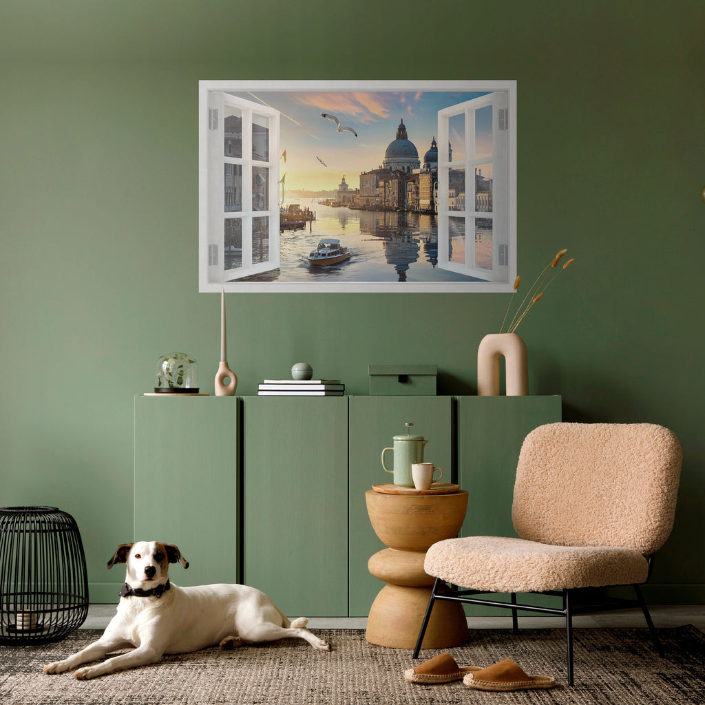 WINDOW TO VENICE Horizontales Poster zum Abziehen und Aufkleben