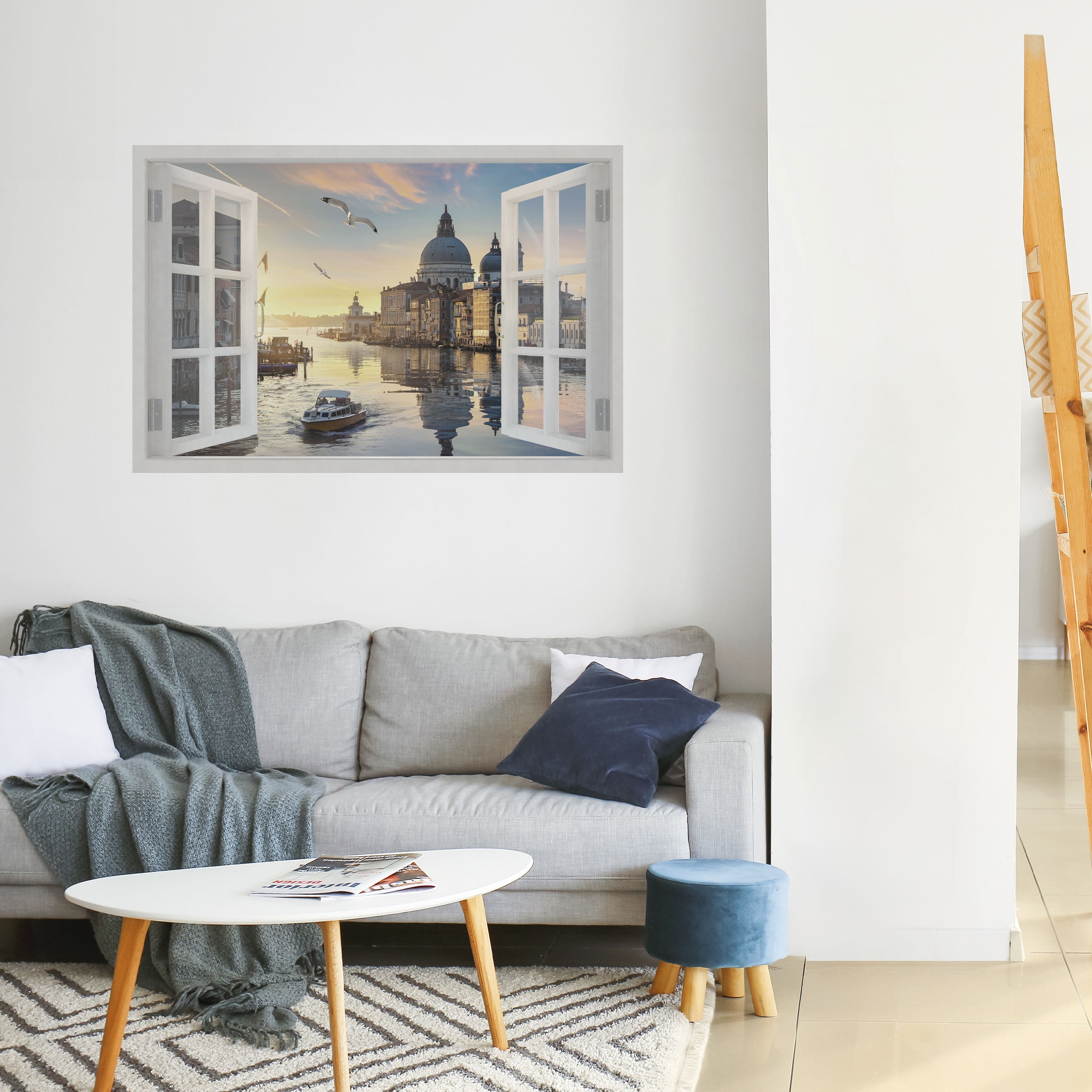 WINDOW TO VENICE Horizontales Poster zum Abziehen und Aufkleben